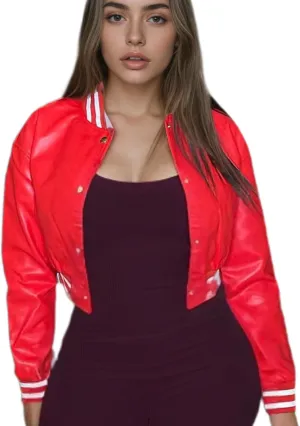 Faux Leather Jacket Women Varsity Jacket Cropped Motorcycle Moto Bomber Baseball Jackets Y2K Streetwear