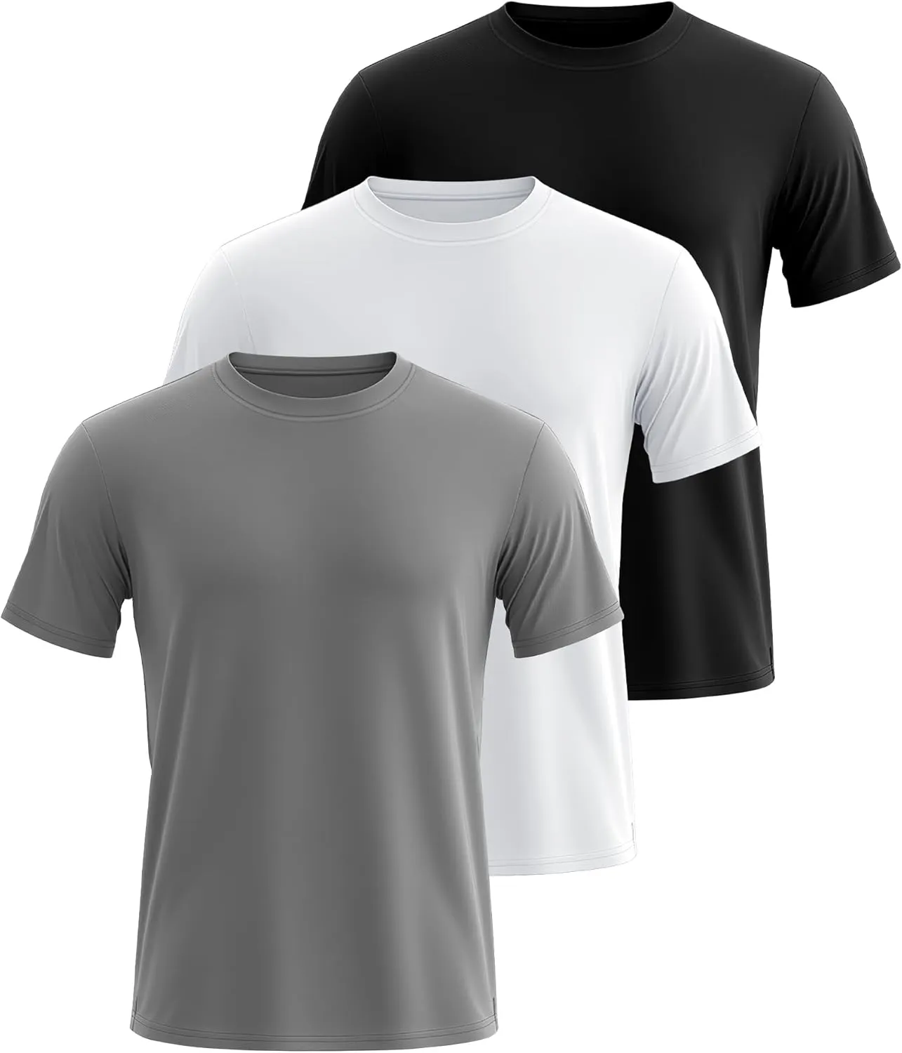 Ficerd 3 Pack Swim Shirts for Men Short Sleeve Quick Dry Shirts Crew Neck Rash Guard UV Athletic Lightweight Basics Tees