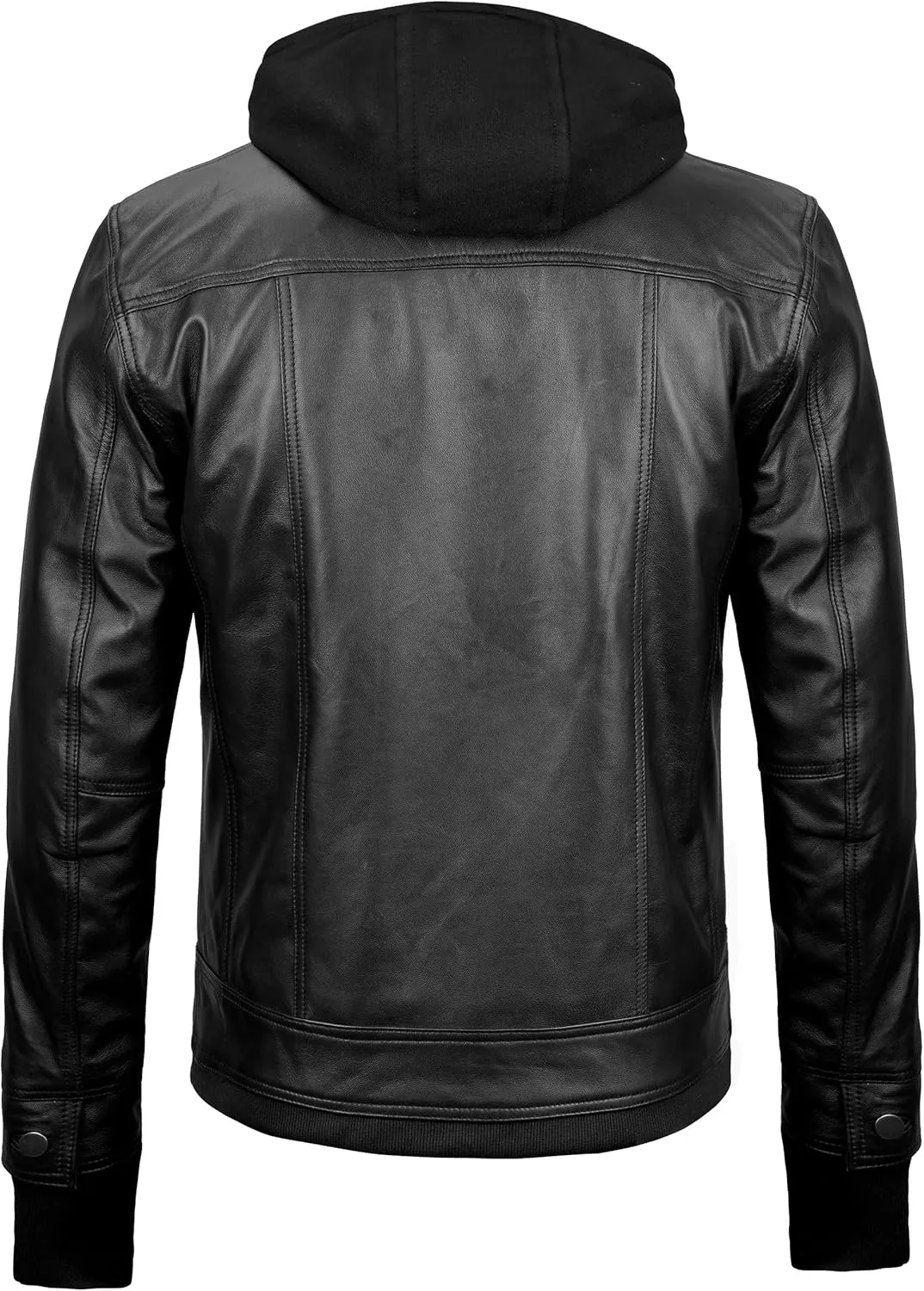 fjackets Real Lambskin Mens Leather Jackets With Detachable Hood  Quilted Cafe Racer Zip Up Moto Style Leather Jacket Men
