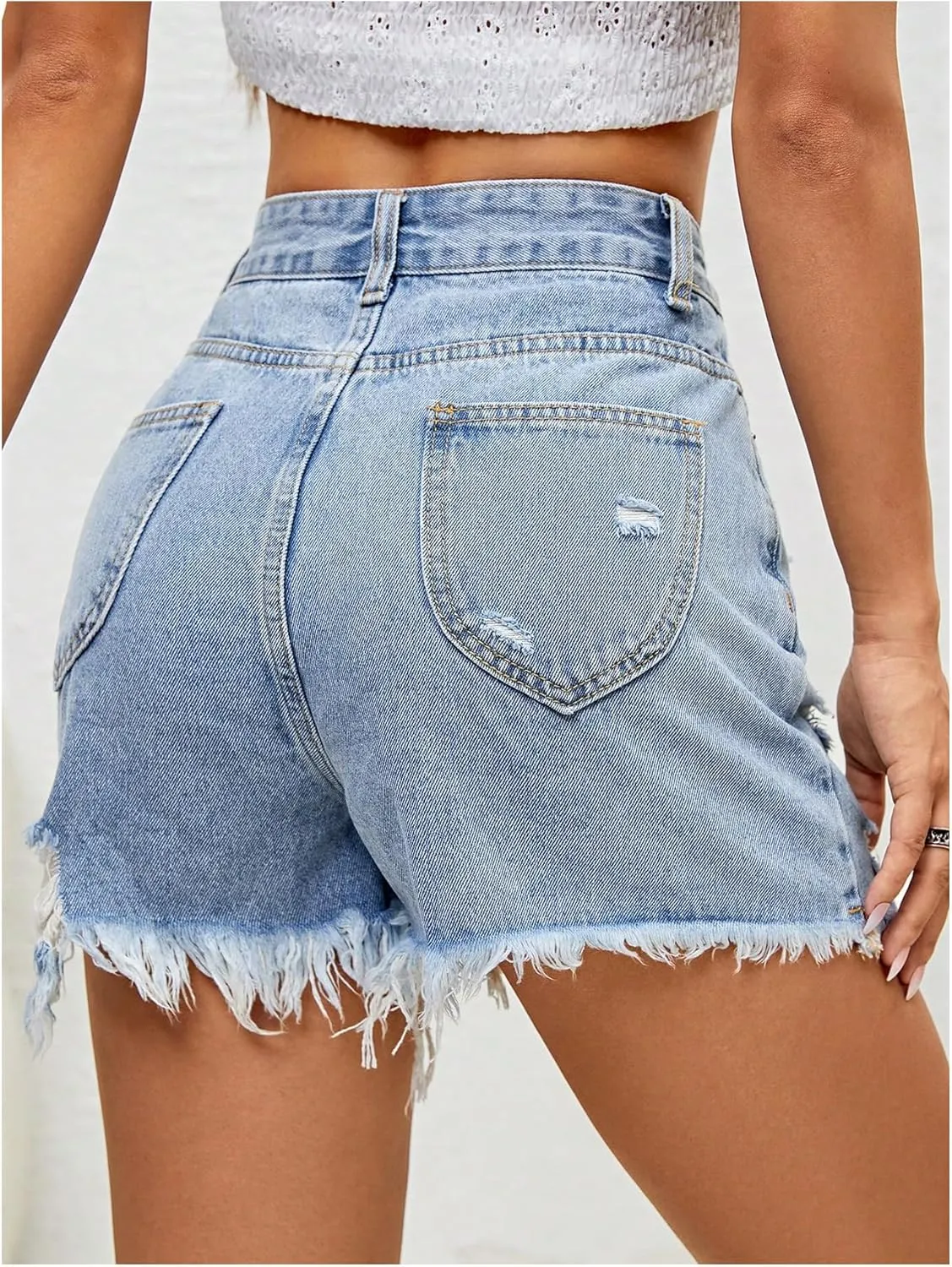 Floerns Women's High Waist Distressed Denim Skort Raw Hem Casual Jean Shorts Skirt