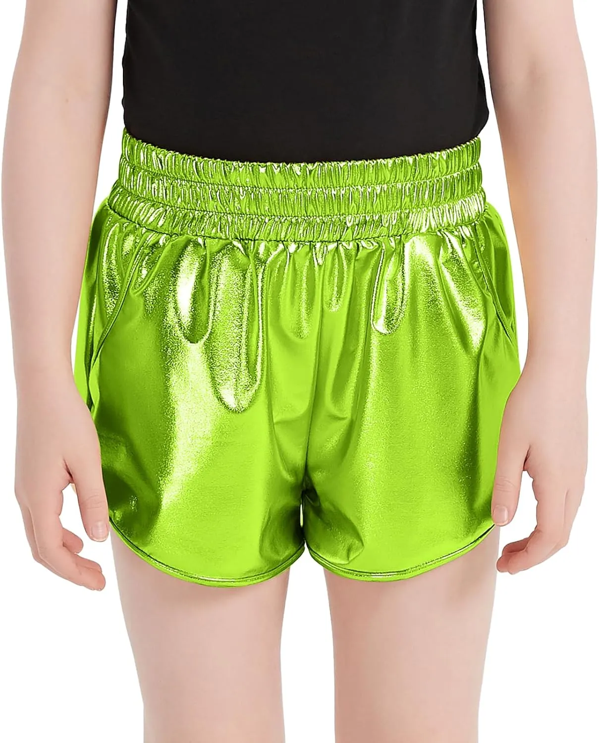Girls Metallic Shiny Shorts Sparkly Rave Dance Party Hot Short Pants