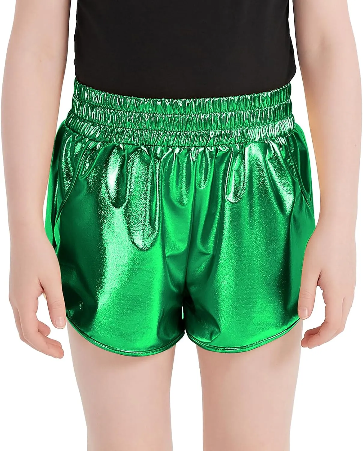 Girls Metallic Shiny Shorts Sparkly Rave Dance Party Hot Short Pants