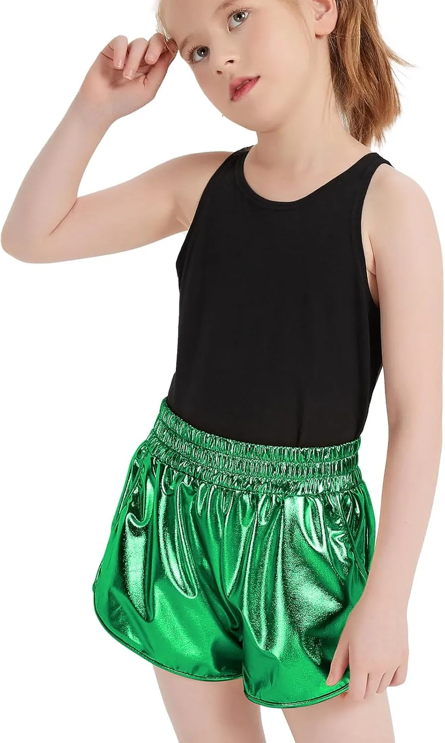 Girls Metallic Shiny Shorts Sparkly Rave Dance Party Hot Short Pants