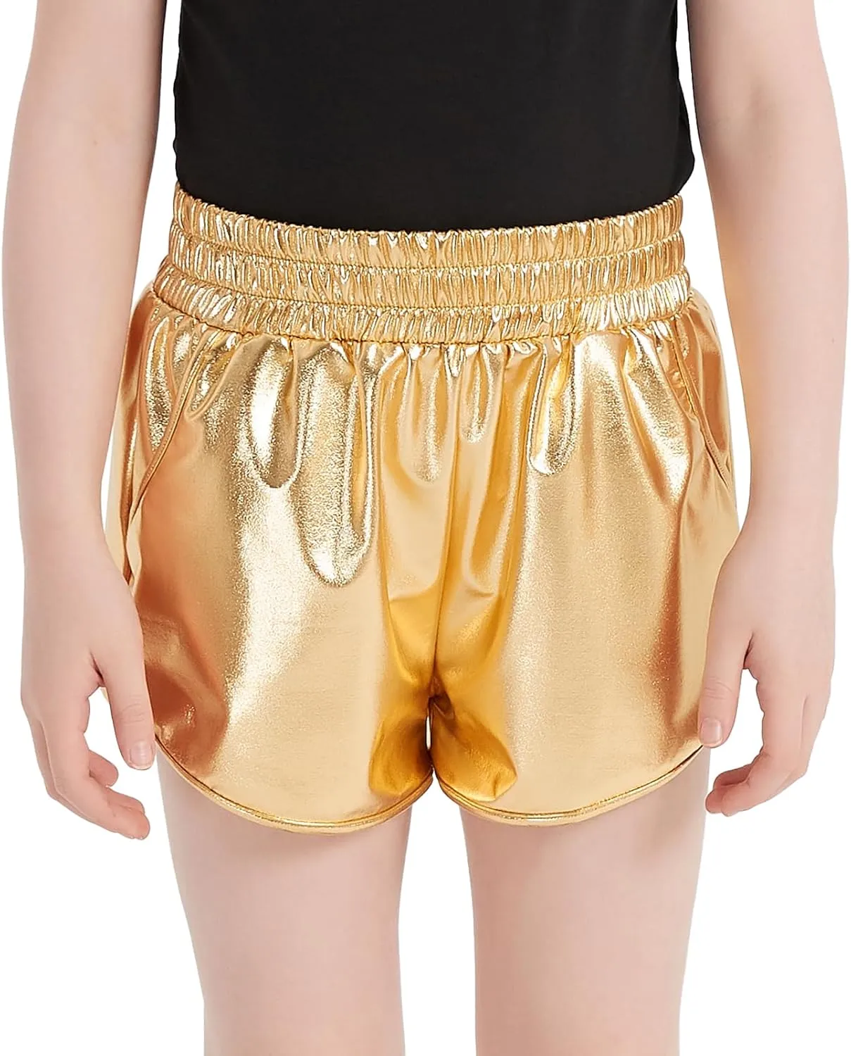 Girls Metallic Shiny Shorts Sparkly Rave Dance Party Hot Short Pants