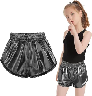 Girls Metallic Shiny Shorts Sparkly Rave Dance Party Hot Short Pants