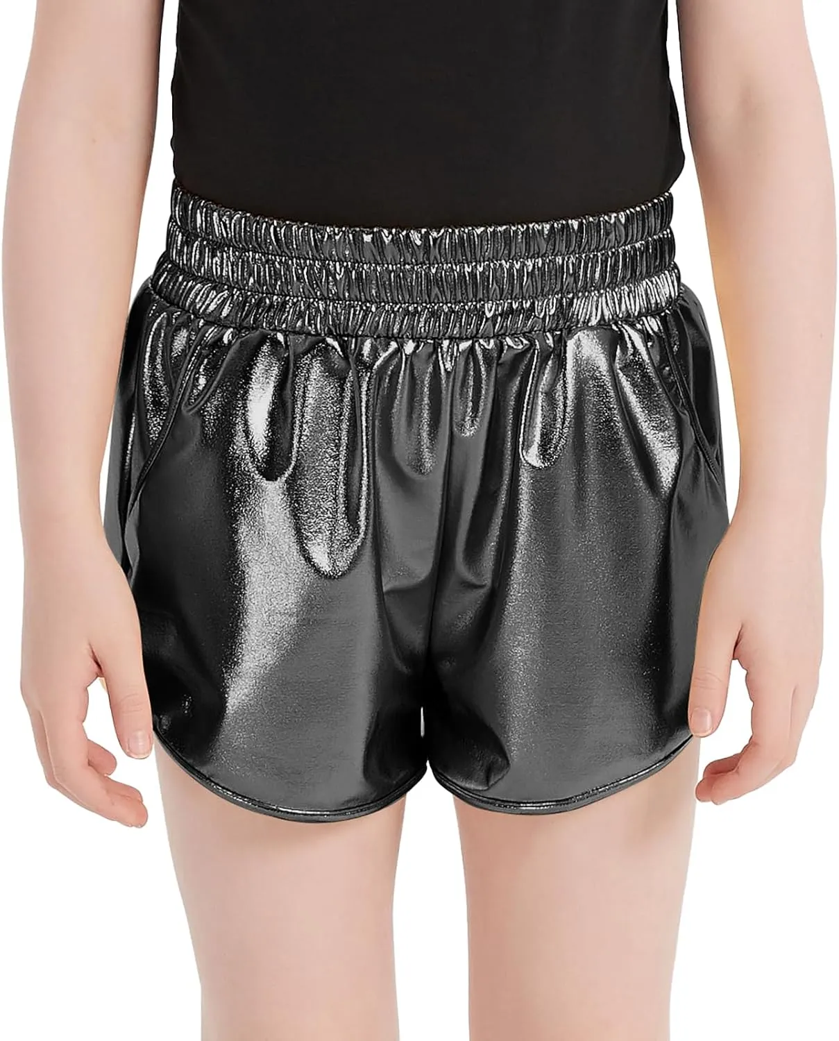 Girls Metallic Shiny Shorts Sparkly Rave Dance Party Hot Short Pants