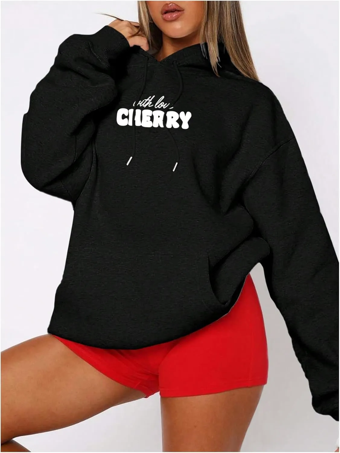 GORGLITTER Women's Cute Cherry Graphic Hoodies Pullover Aesthetic Preppy Hooded Sweatshirts