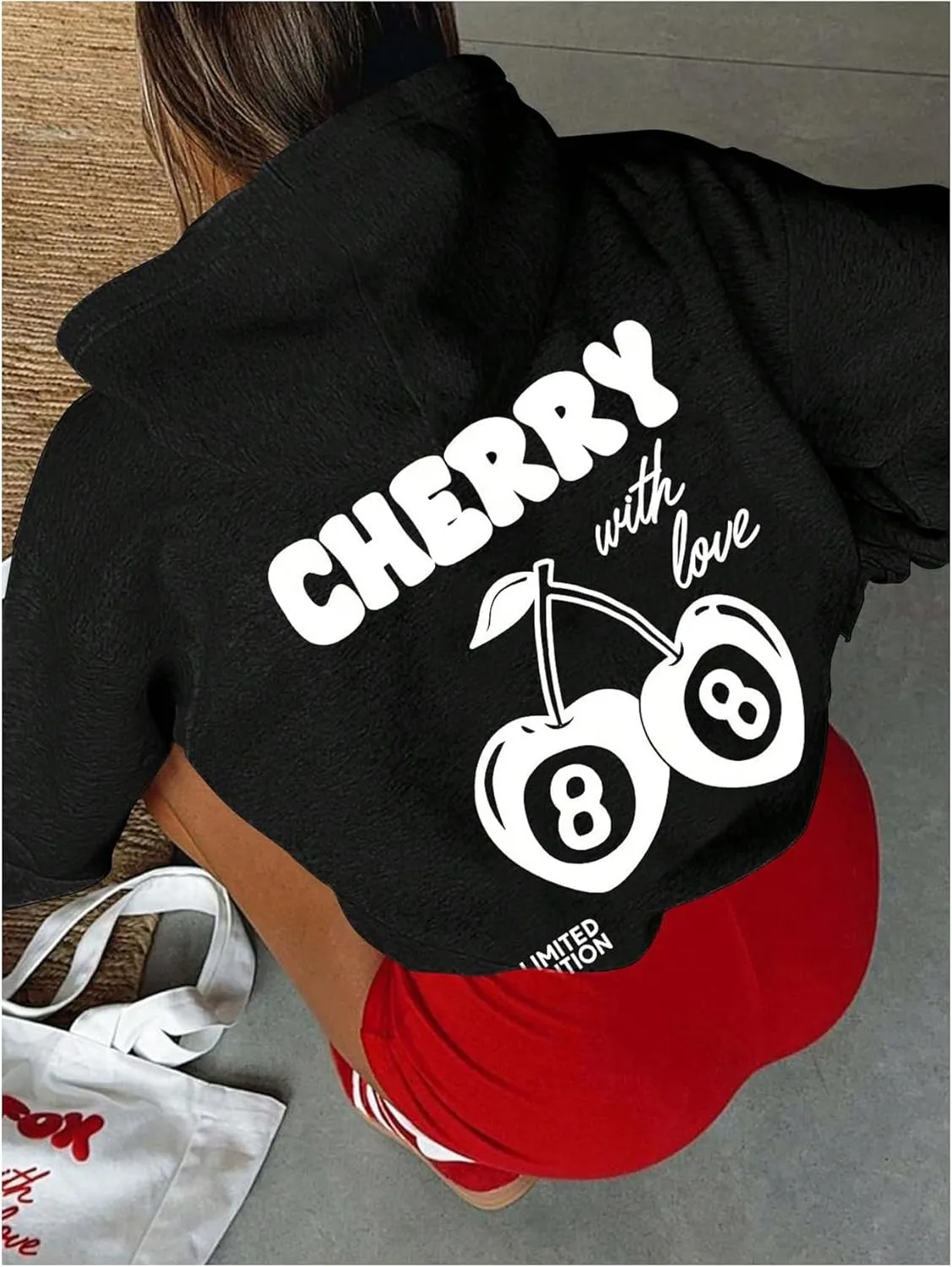 GORGLITTER Women's Cute Cherry Graphic Hoodies Pullover Aesthetic Preppy Hooded Sweatshirts