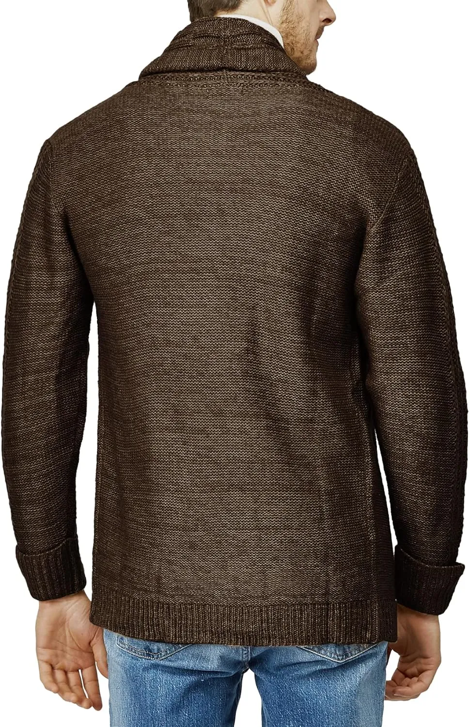 H2H Mens Casual Comfortable Fit Ruffle Shawl Collar Knitted Open Front Long Length Sweater Cardigan