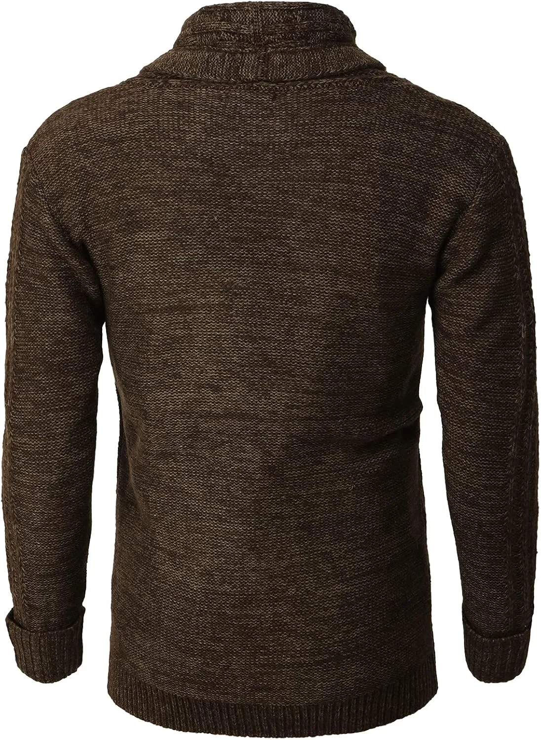 H2H Mens Casual Comfortable Fit Ruffle Shawl Collar Knitted Open Front Long Length Sweater Cardigan