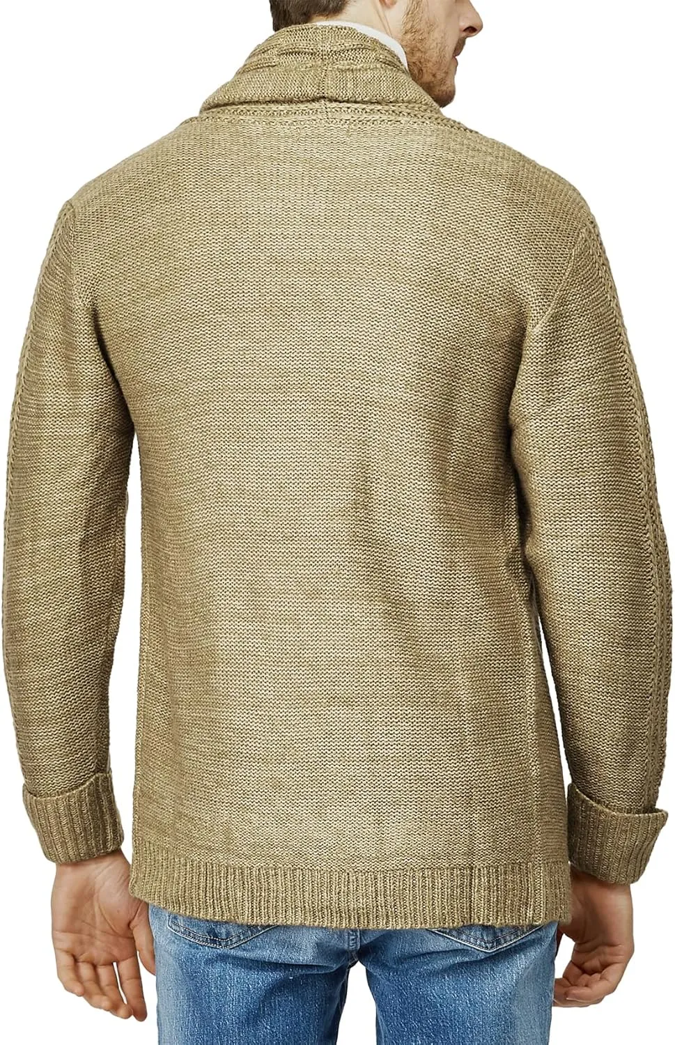 H2H Mens Casual Comfortable Fit Ruffle Shawl Collar Knitted Open Front Long Length Sweater Cardigan