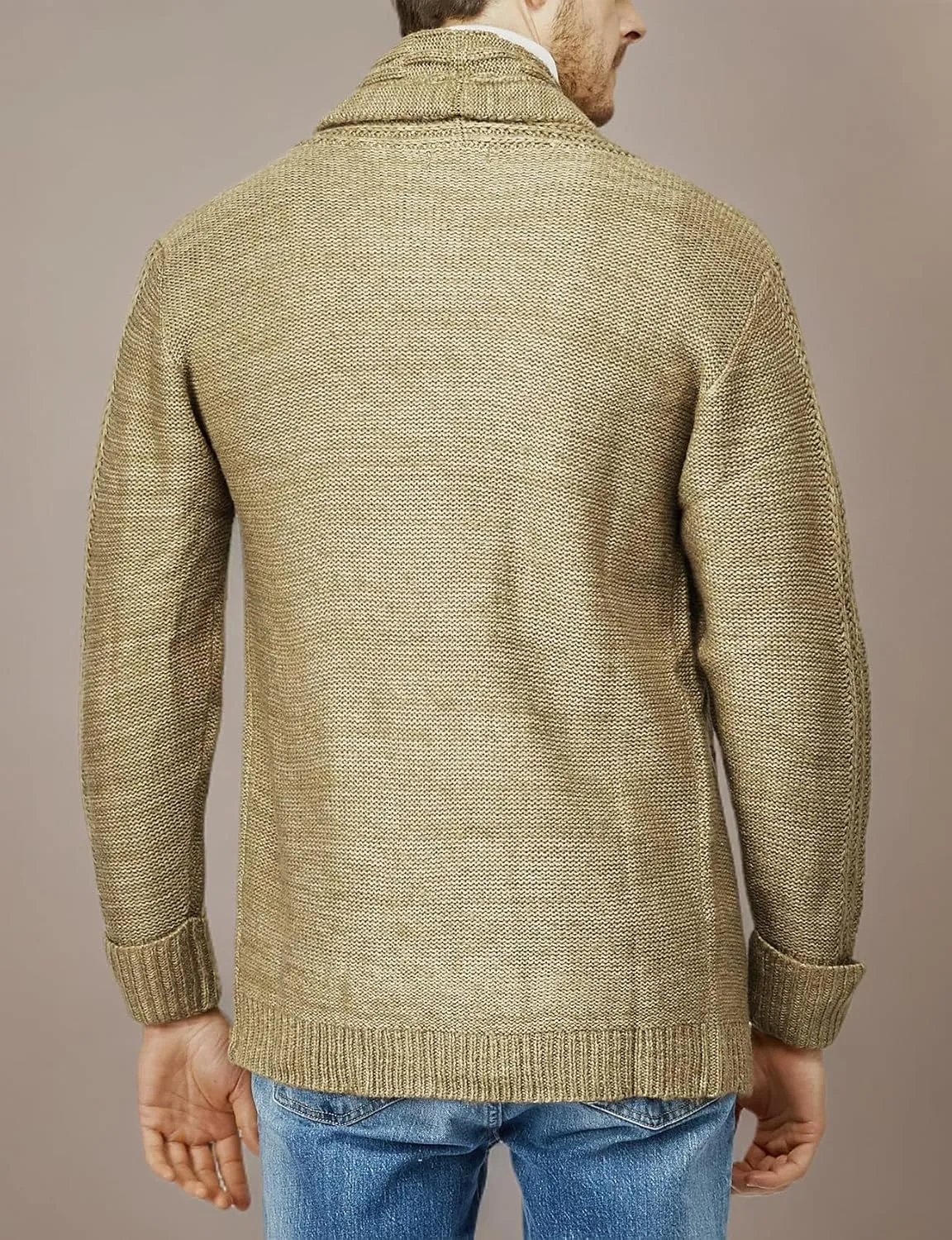 H2H Mens Casual Comfortable Fit Ruffle Shawl Collar Knitted Open Front Long Length Sweater Cardigan