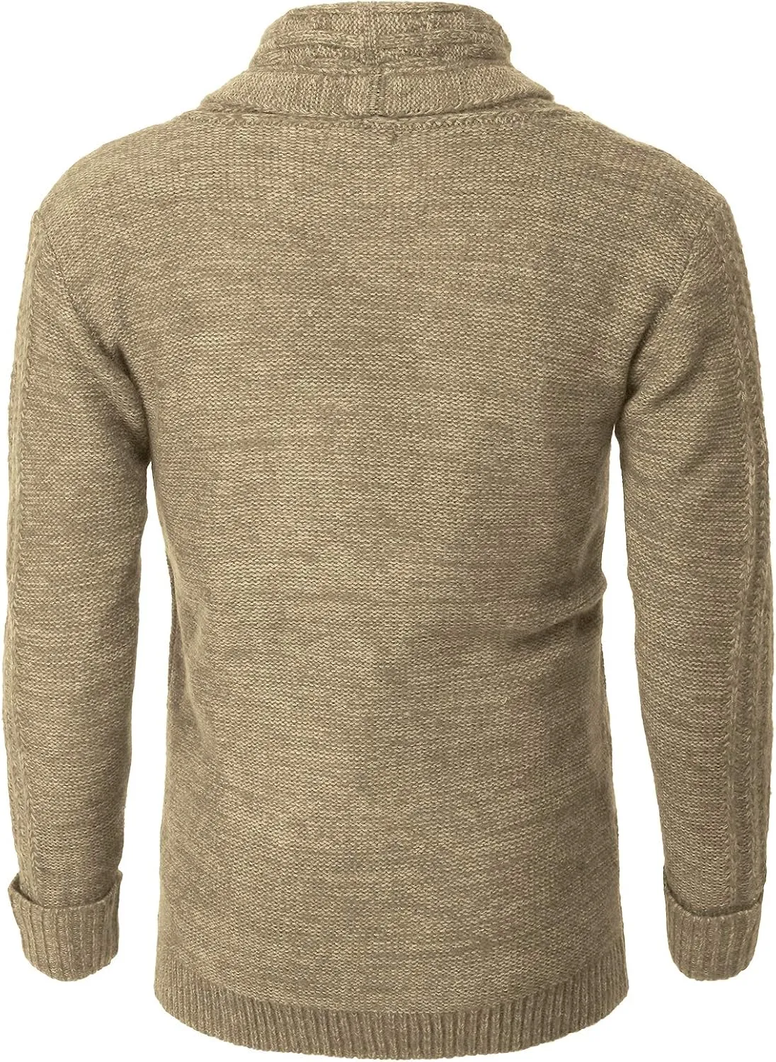 H2H Mens Casual Comfortable Fit Ruffle Shawl Collar Knitted Open Front Long Length Sweater Cardigan