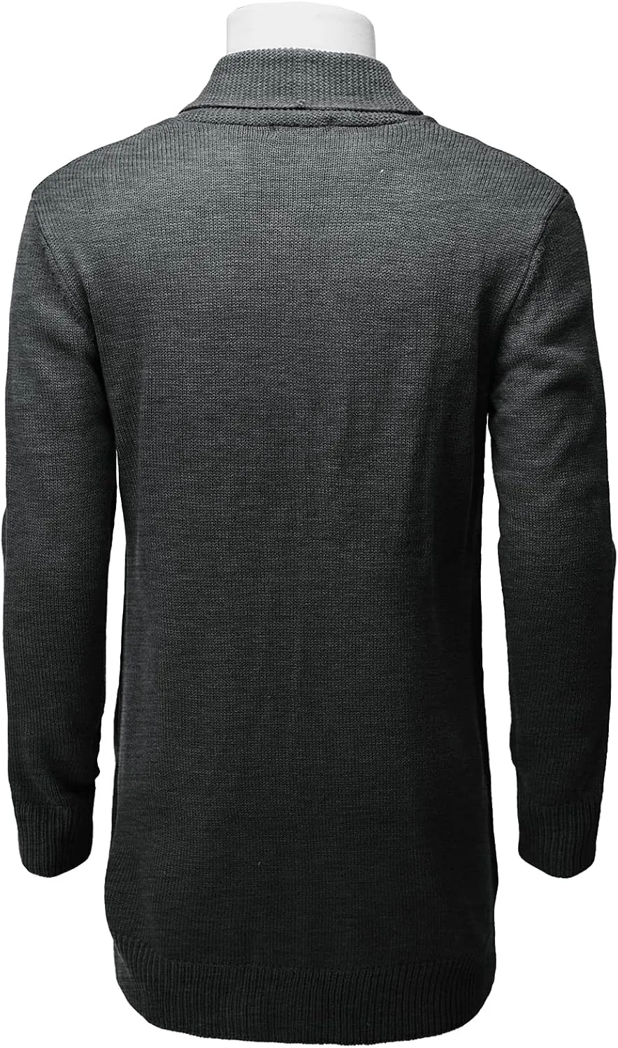 H2H Mens Casual Comfortable Fit Ruffle Shawl Collar Knitted Open Front Long Length Sweater Cardigan