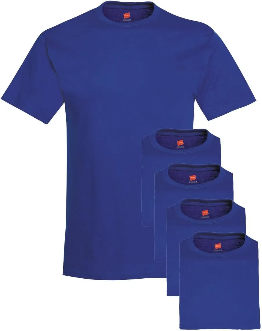 Hanes Mens Tall 100% Cotton Crew Neck Undershirts, Tagless, Ultra Comfort, Multipack