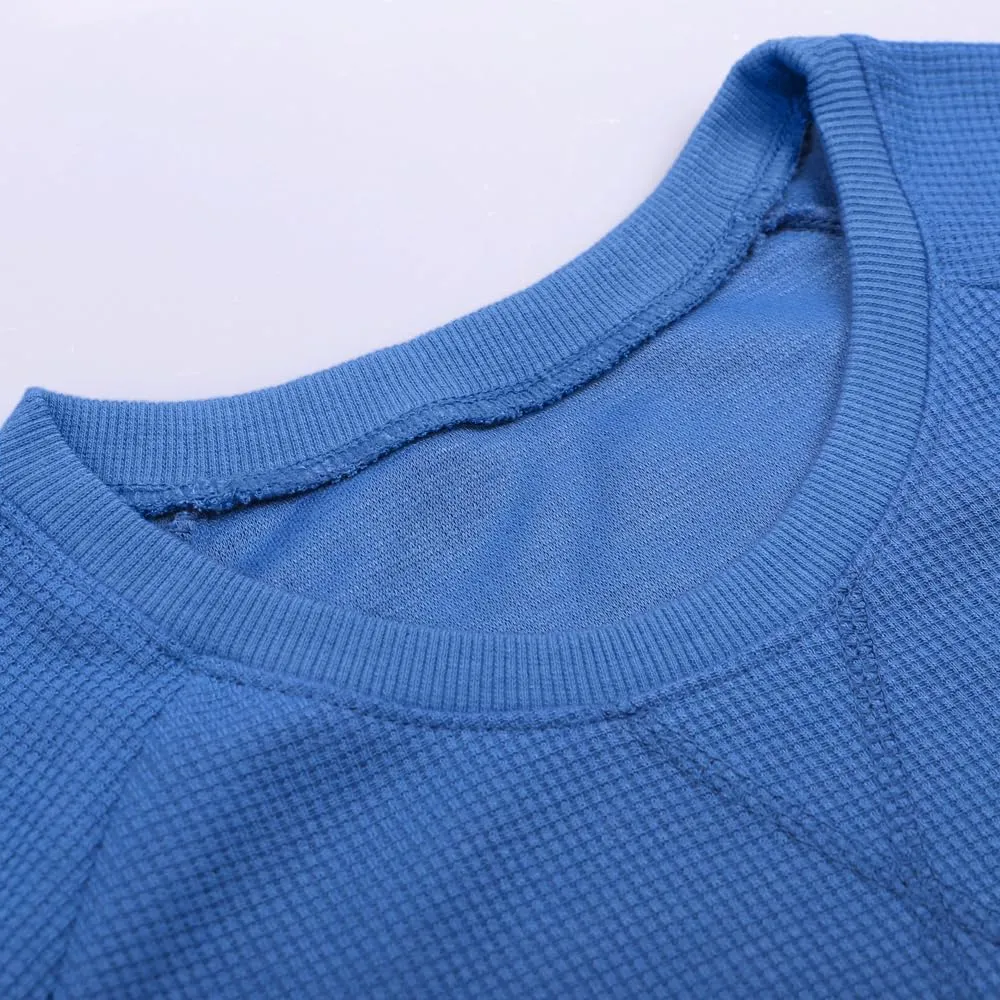 JEEING GEAR Men's Basic Long Sleeve Waffle Sweatshirt Loose Fit Workout Pullover Crewneck Shirt