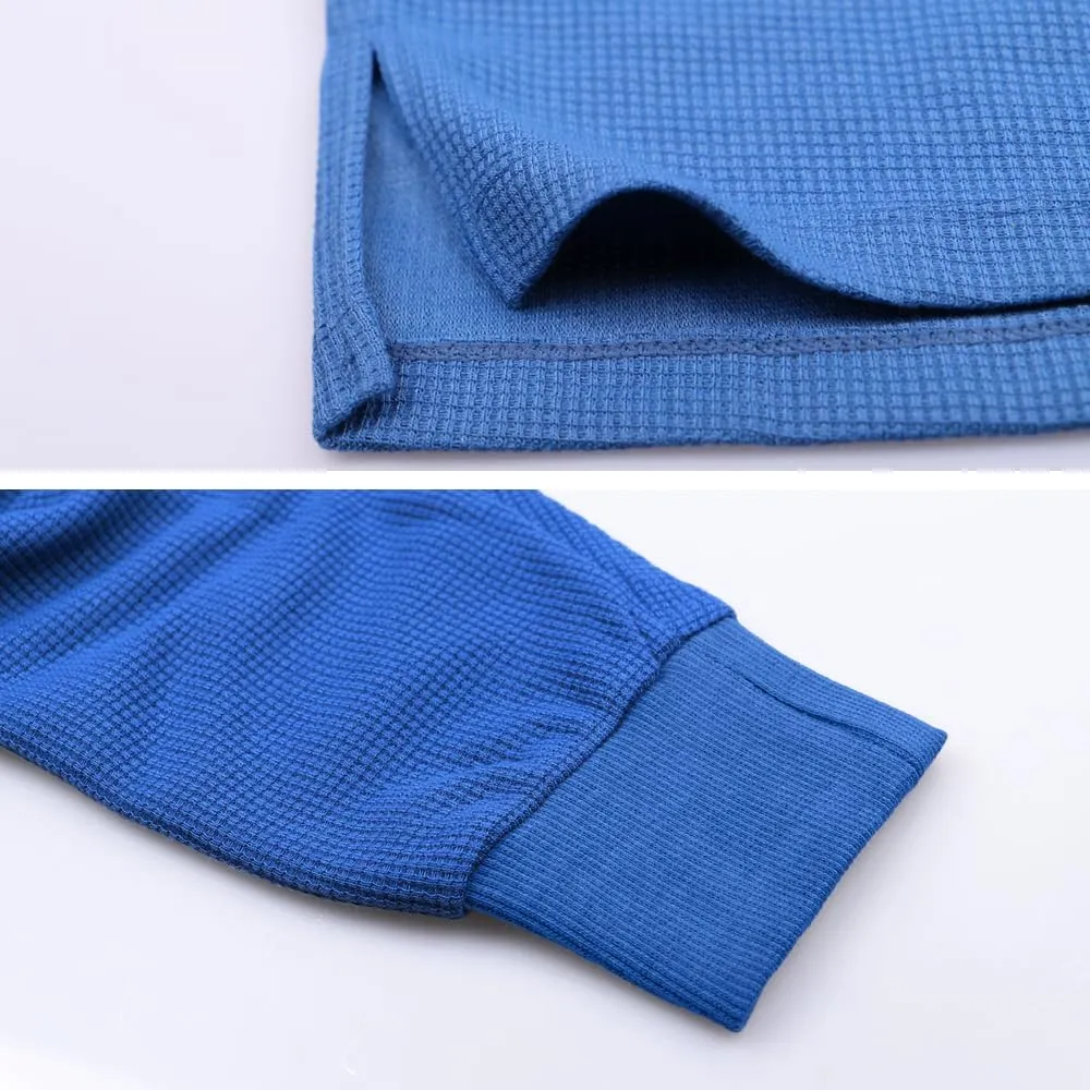 JEEING GEAR Men's Basic Long Sleeve Waffle Sweatshirt Loose Fit Workout Pullover Crewneck Shirt
