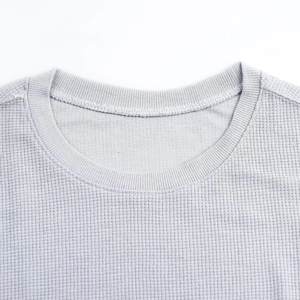 JEEING GEAR Men's Basic Long Sleeve Waffle Sweatshirt Loose Fit Workout Pullover Crewneck Shirt