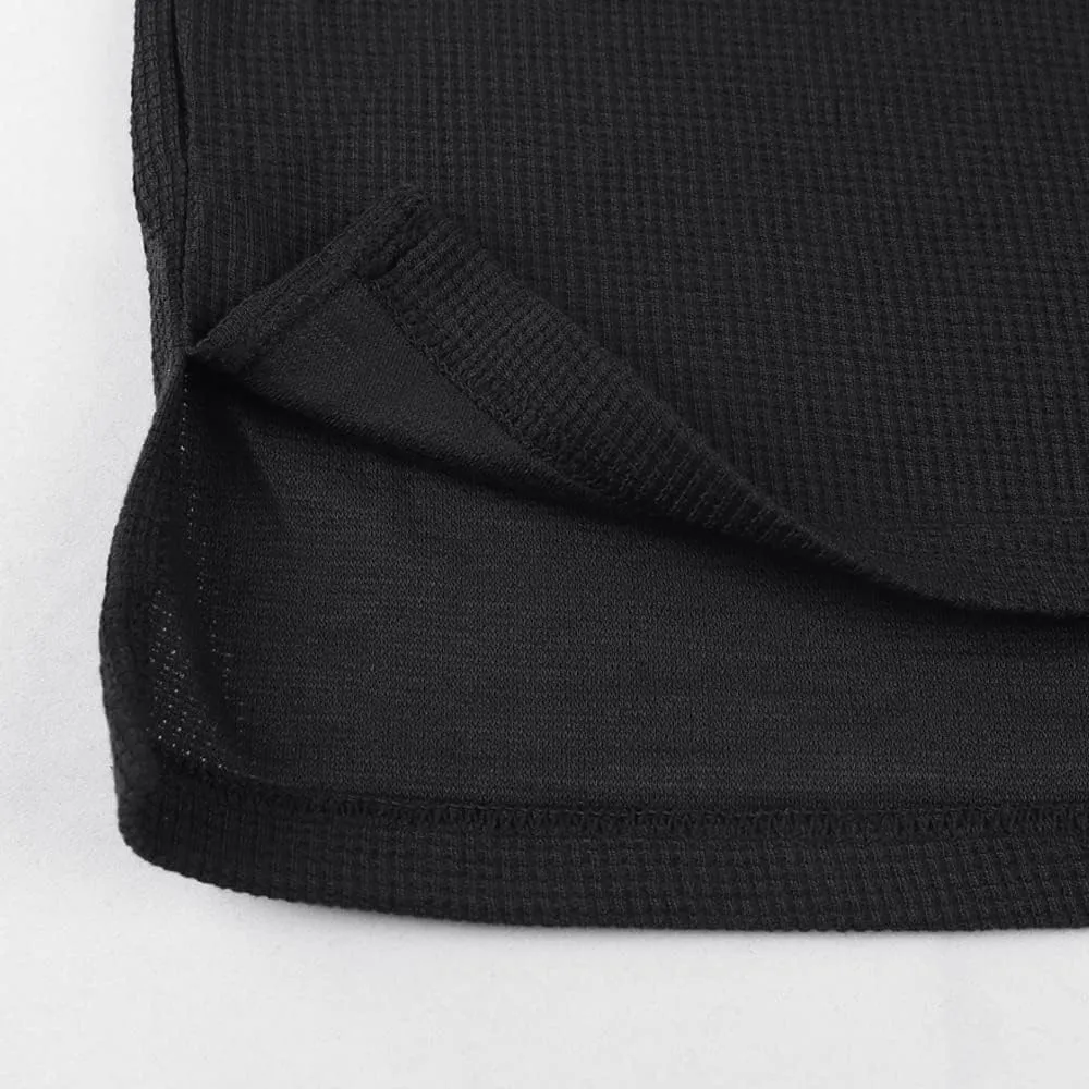 JEEING GEAR Men's Basic Long Sleeve Waffle Sweatshirt Loose Fit Workout Pullover Crewneck Shirt