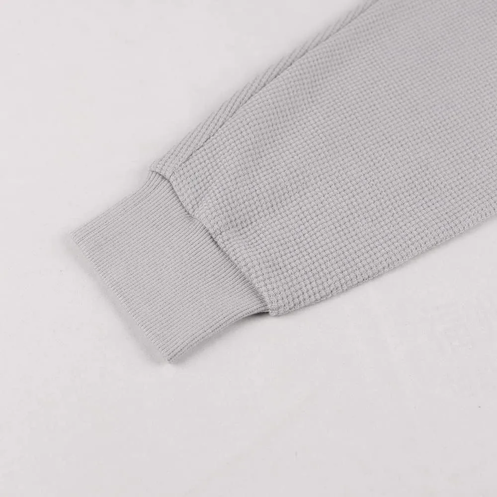 JEEING GEAR Men's Basic Long Sleeve Waffle Sweatshirt Loose Fit Workout Pullover Crewneck Shirt