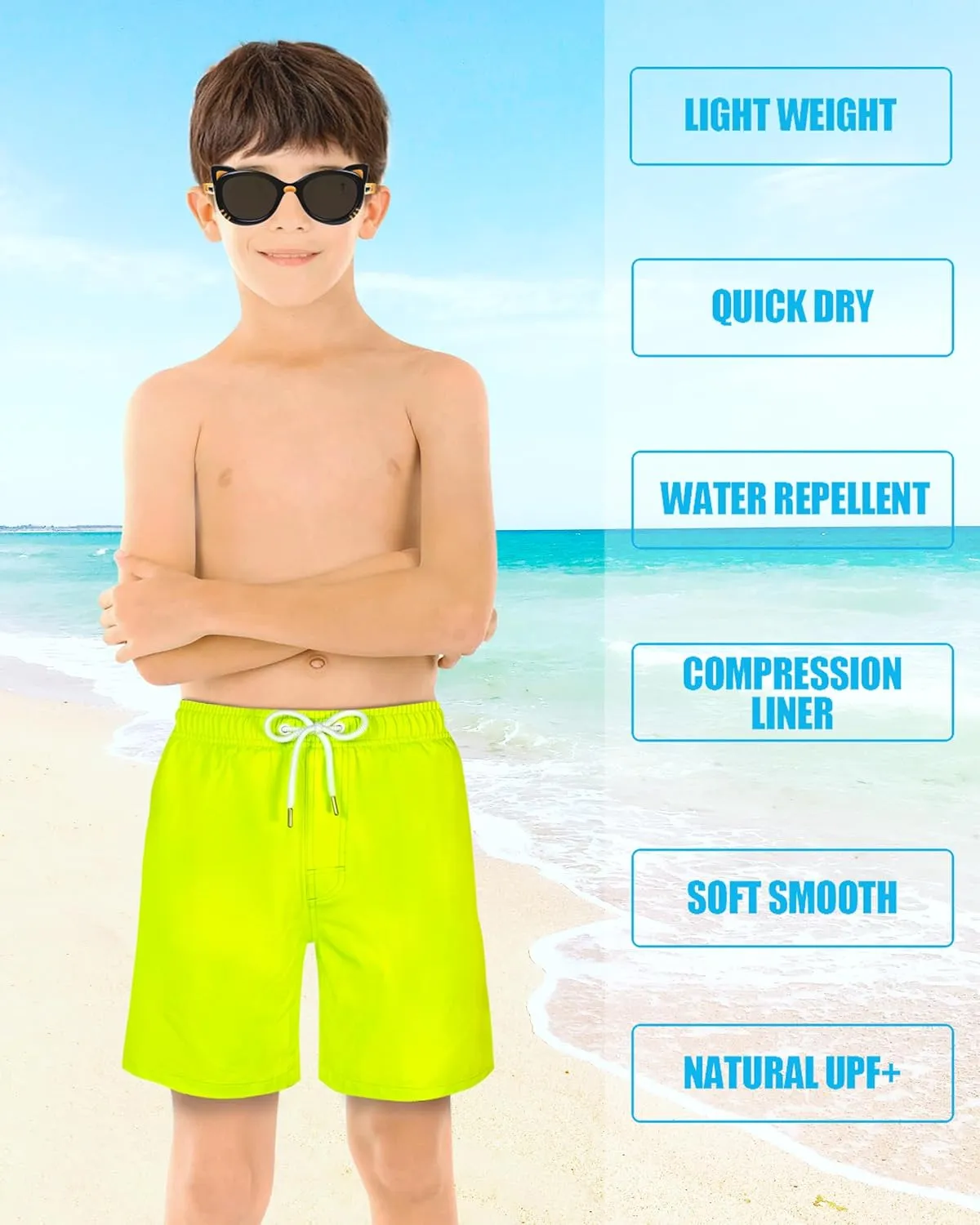 LUCOWEE Boys Swim Trunks Soft Boxers Lined no Chafe Swimsuit Bathing Shorts Sandless Quick Dry UPF 50  Functional Drawstring