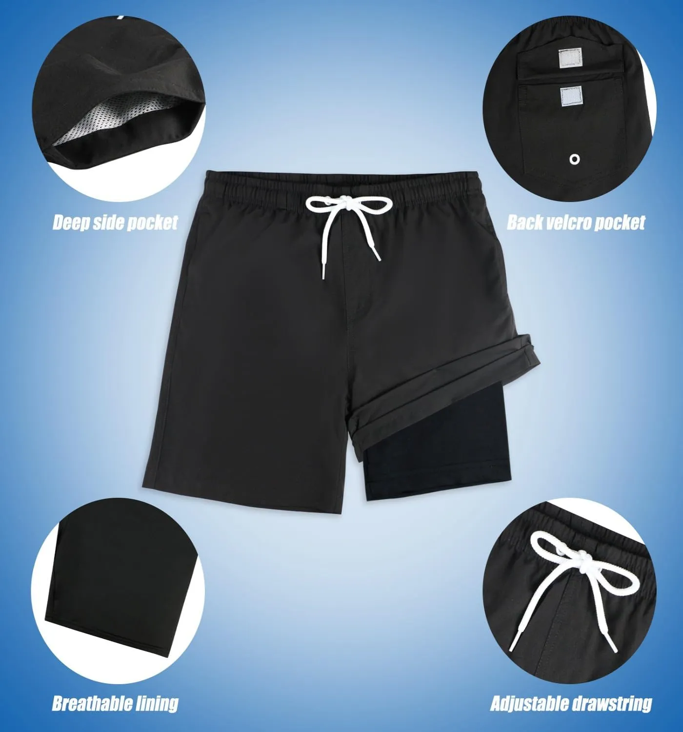 LUCOWEE Boys Swim Trunks Soft Boxers Lined no Chafe Swimsuit Bathing Shorts Sandless Quick Dry UPF 50  Functional Drawstring