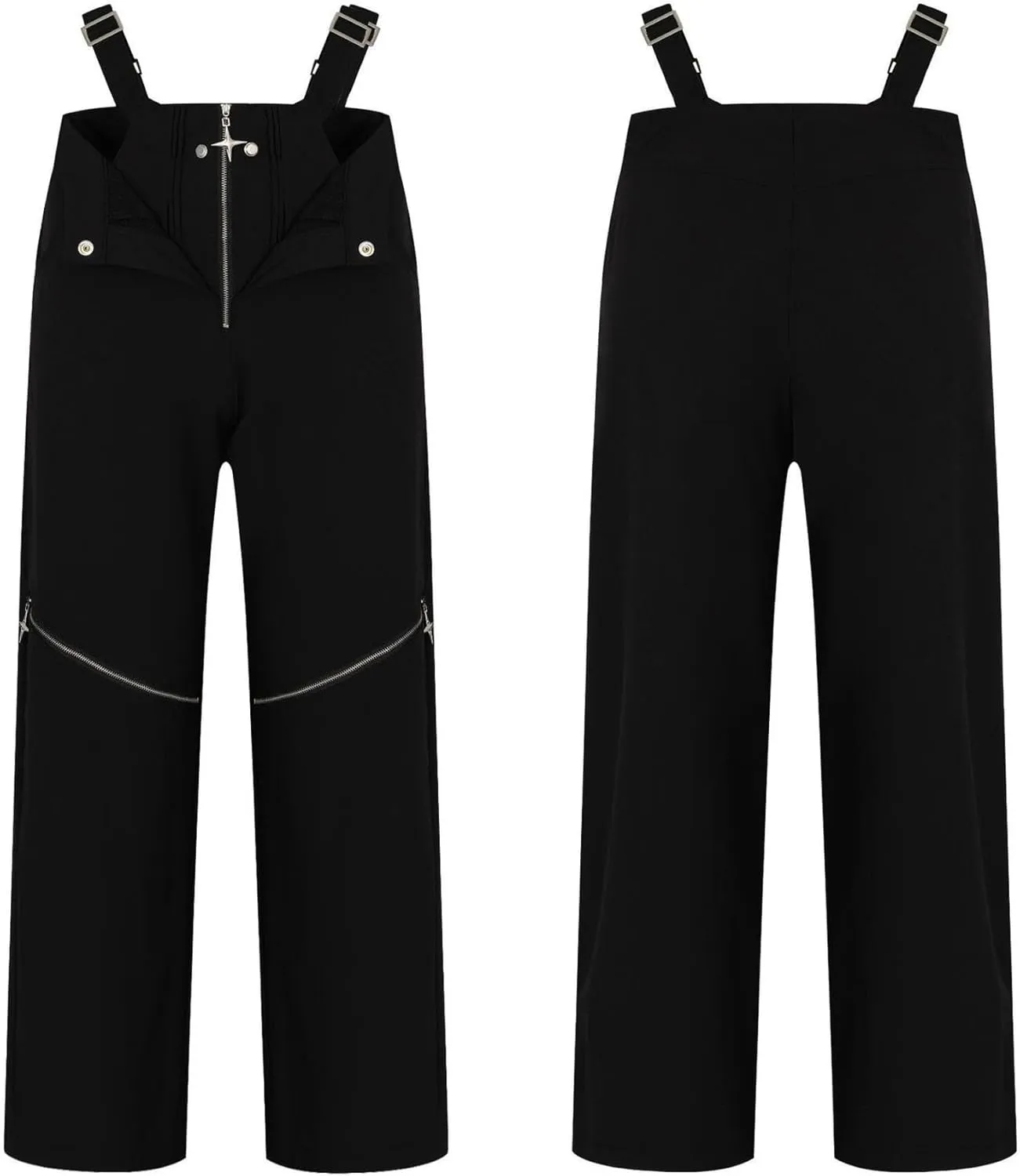 MEINVQIAOTI Hot Girls Y2k Hollow Design Harajuku Punk Goth Pants Metal Zipper Dark Functional Baggy Cargo Pants for Women