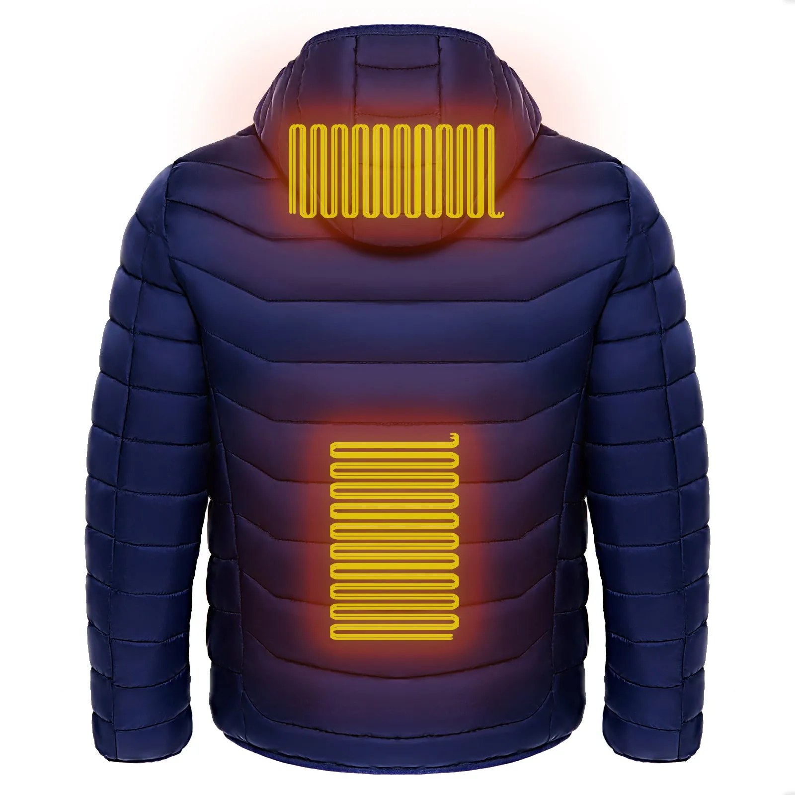 Men Heated Puffer Jacket Electric Heating Coat Insulated Hood Windbreaker