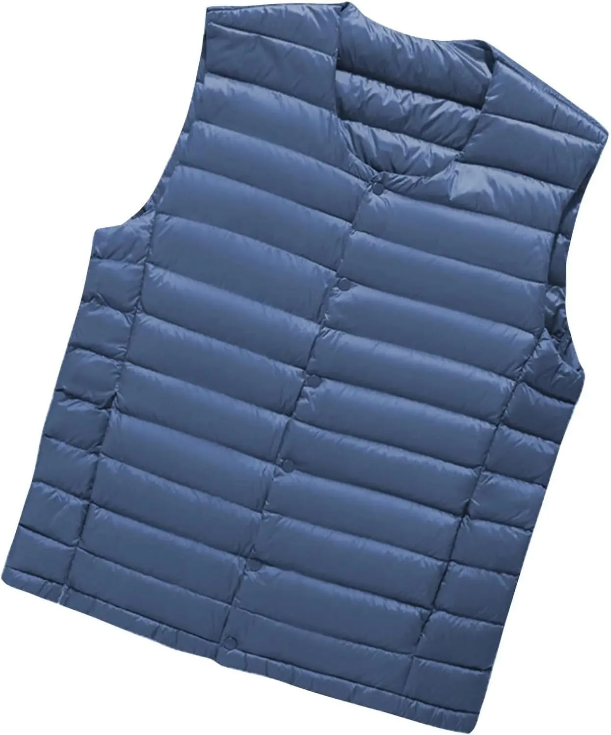 Men Winter Down Vest Casual Lightweight Sleeveless Windproof Buttons Cotton-Padded Waistcoat Coat
