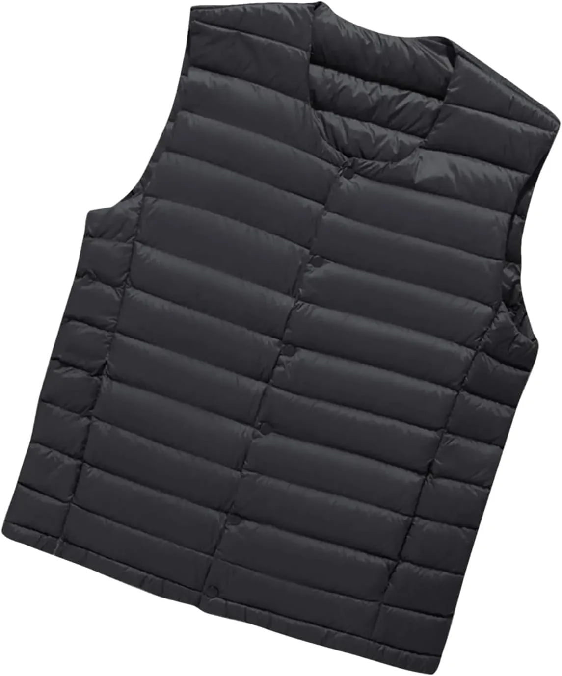 Men Winter Down Vest Casual Lightweight Sleeveless Windproof Buttons Cotton-Padded Waistcoat Coat