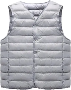 Men Winter Down Vest Lightweight Packable Sleeveless Padded Warm Cotton-Padded Windproof Waistcoat Coat