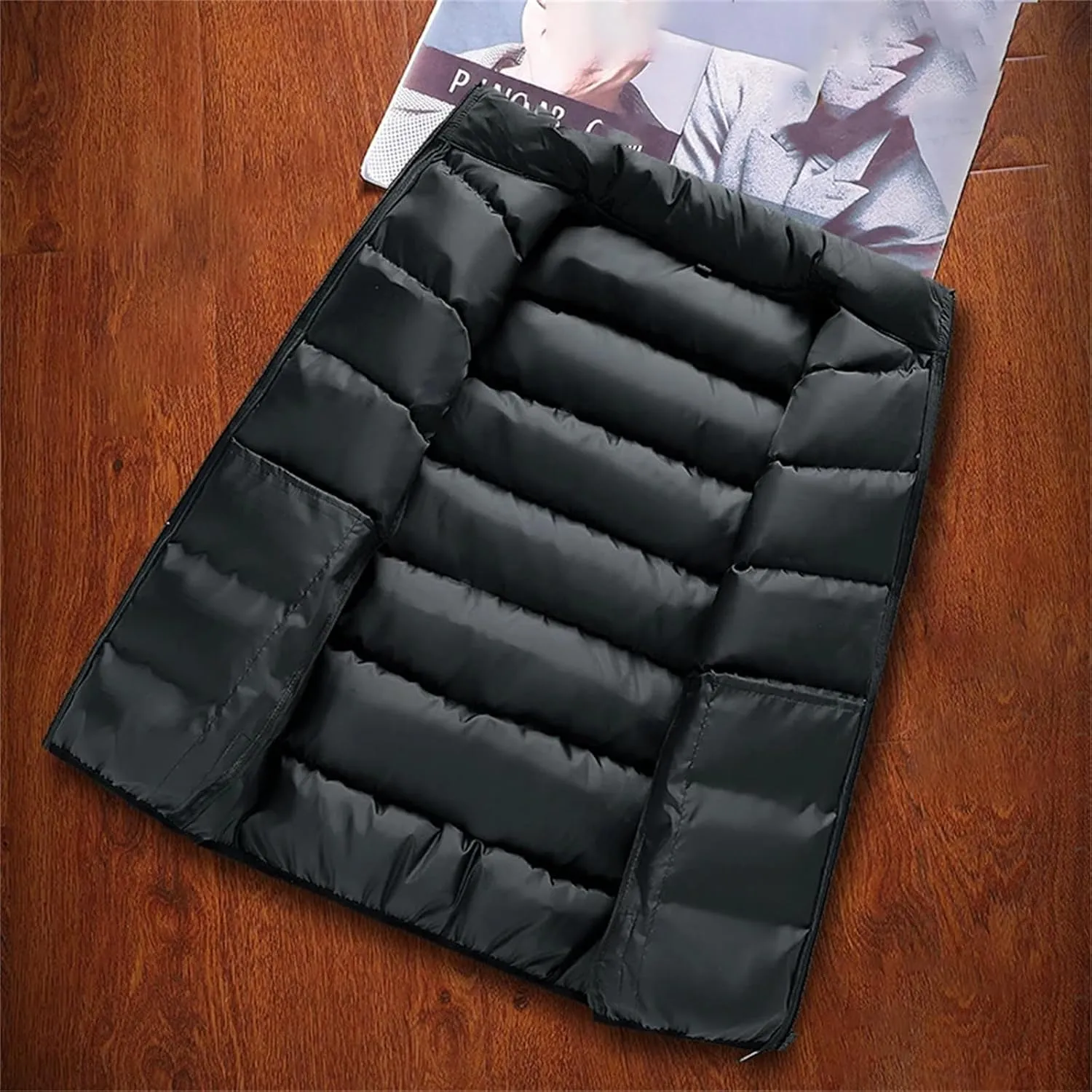 Men Winter Sleeveless Vest Jackets Fashion Stand Collar Thick Warm Zipper Cotton-Padded Waistcoat Coats