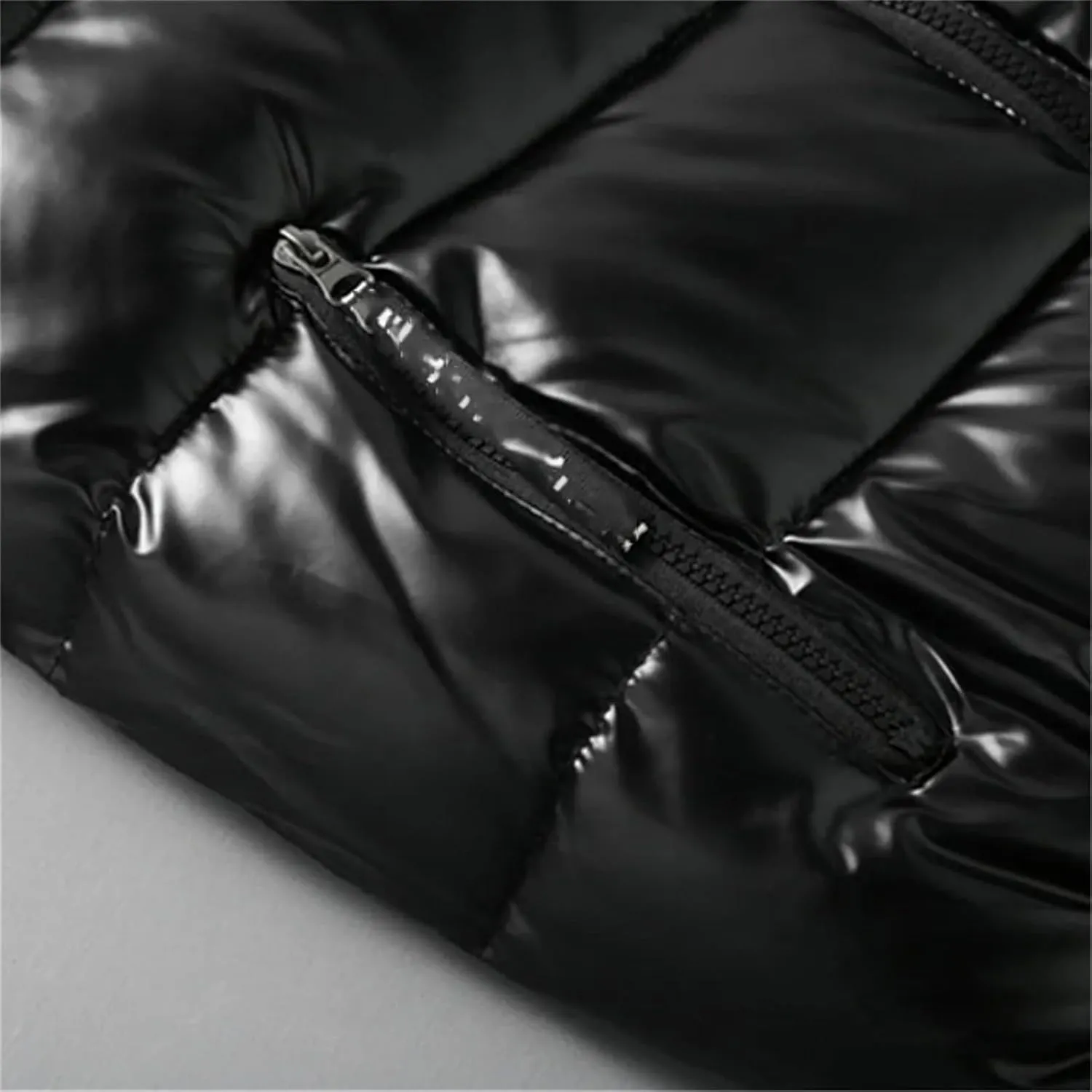 Men Winter V-Neck Vests Outdoor Hooded Glossy Cotton Padded Sleeveless Coat Thick Warm Waistcoat