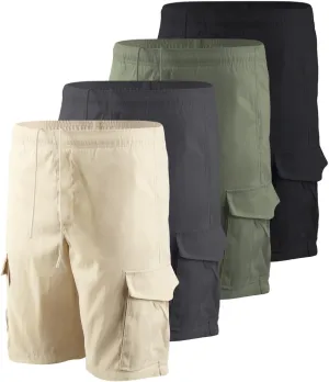Men's 3/4 Pack Classic Cargo Shorts 10 Inseam,4 Pockets Walking Shorts Casual Lightweight with Waistband Drawstring