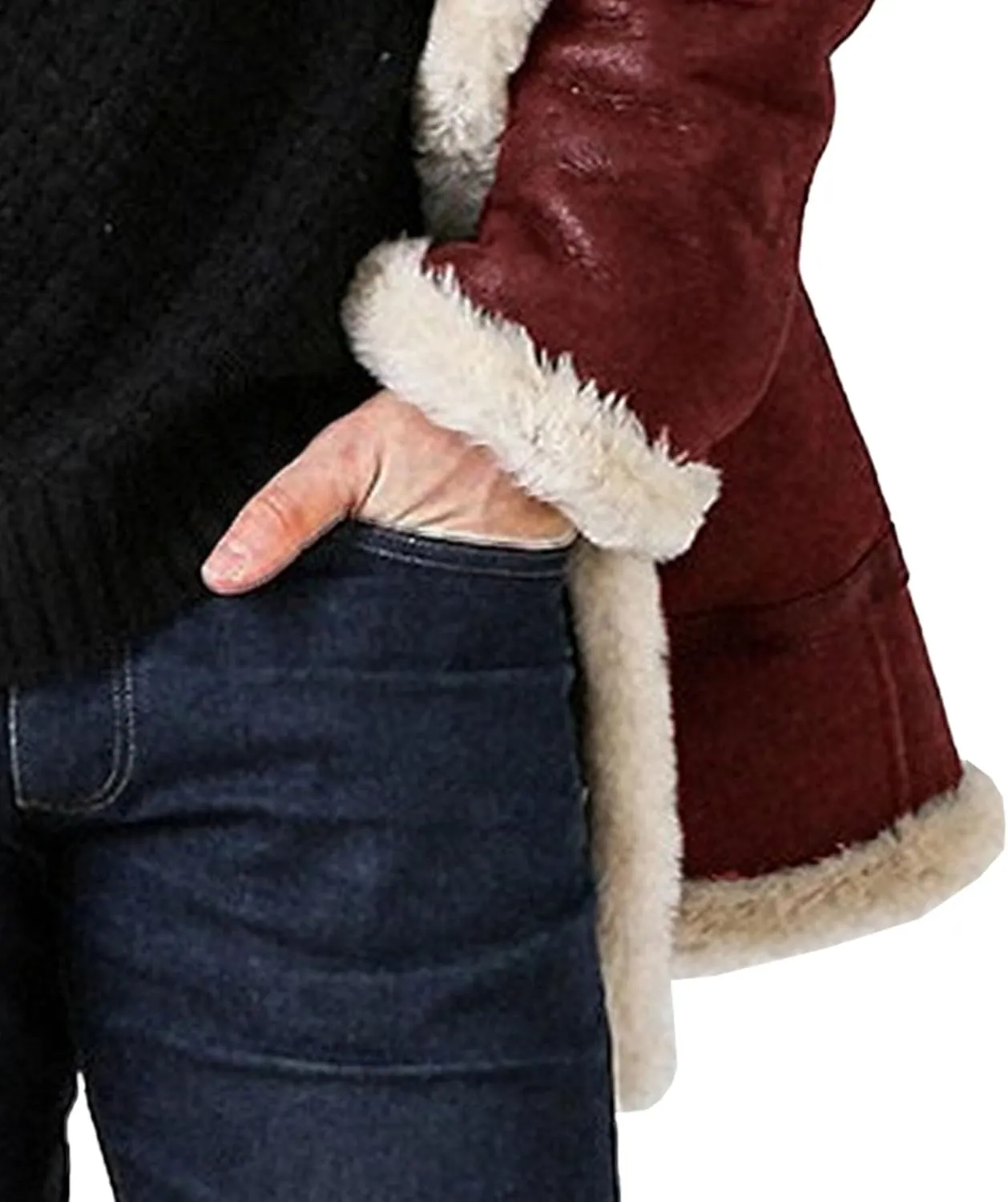 Men's Lamb Wool Bomber Coat Winter Bomber Fleece Lined Leather Jackets Aviator Coat Shearling Leather Jacket