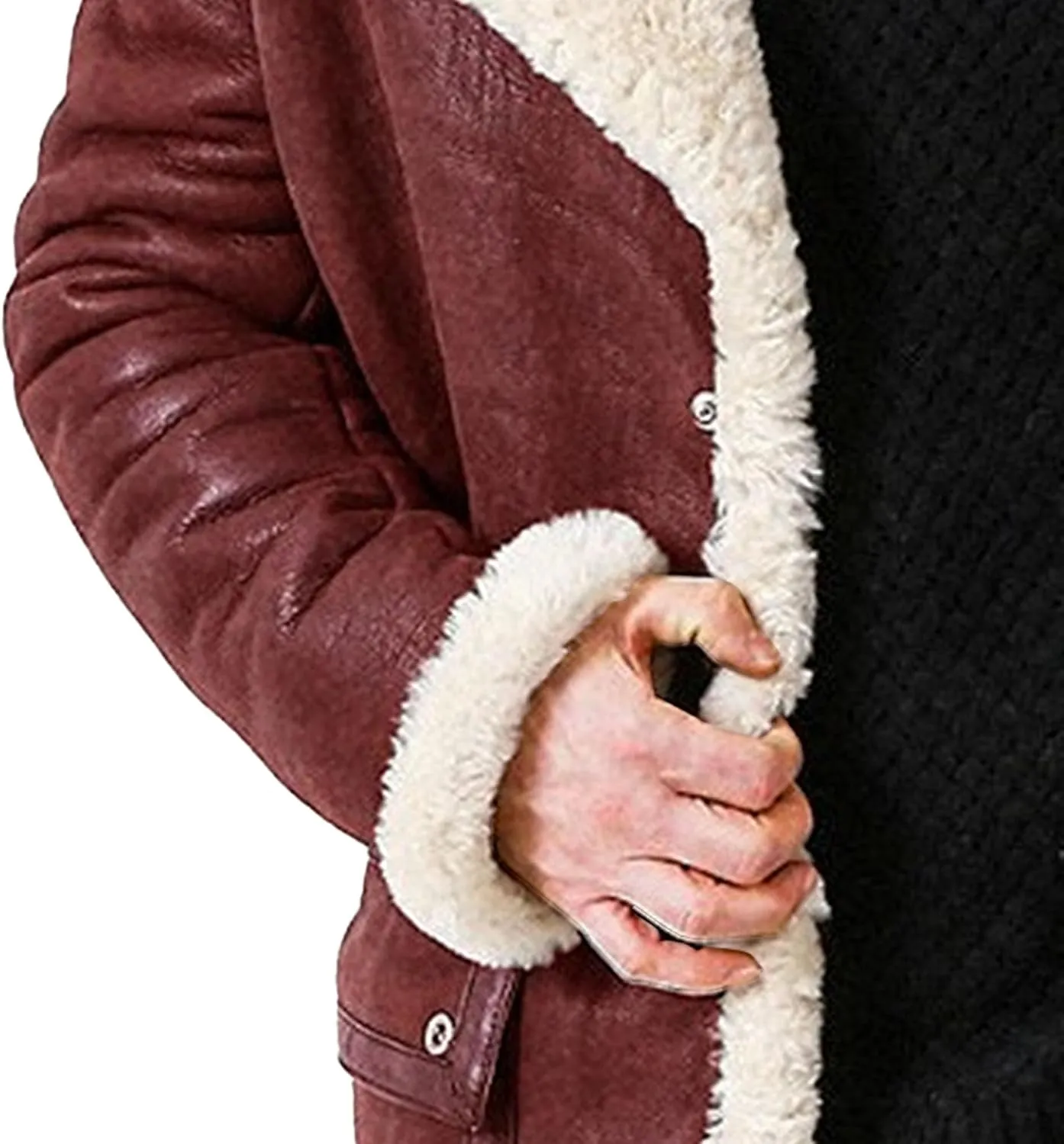 Men's Lamb Wool Bomber Coat Winter Bomber Fleece Lined Leather Jackets Aviator Coat Shearling Leather Jacket