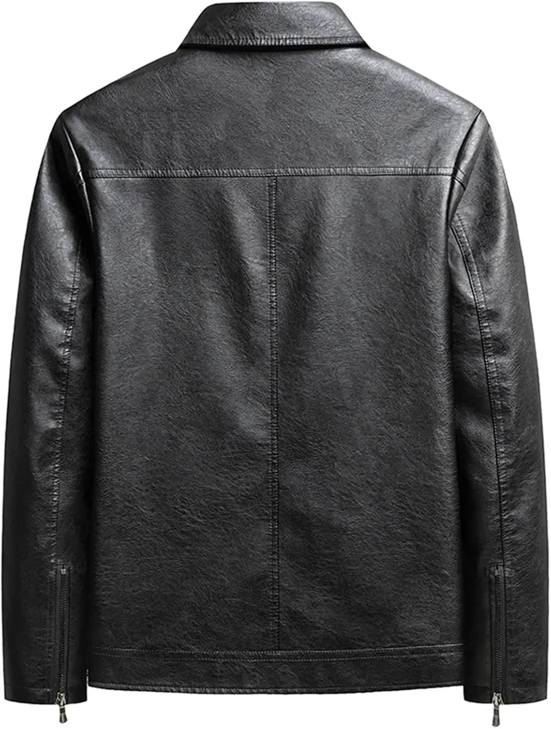 Mens Vintage Biker Leather Jacket Spring Fall Motorcycle Distressed Finish Multi-Pocket Functional Coat