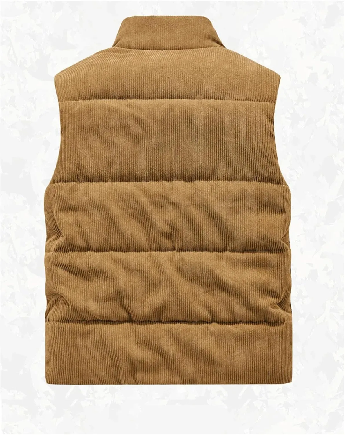 Mnjyihy Men Outdoor Padded Vest Winter Cotton Padded Warm Sleeveless Stand Collar Corduroy Waistcoat Outerwear
