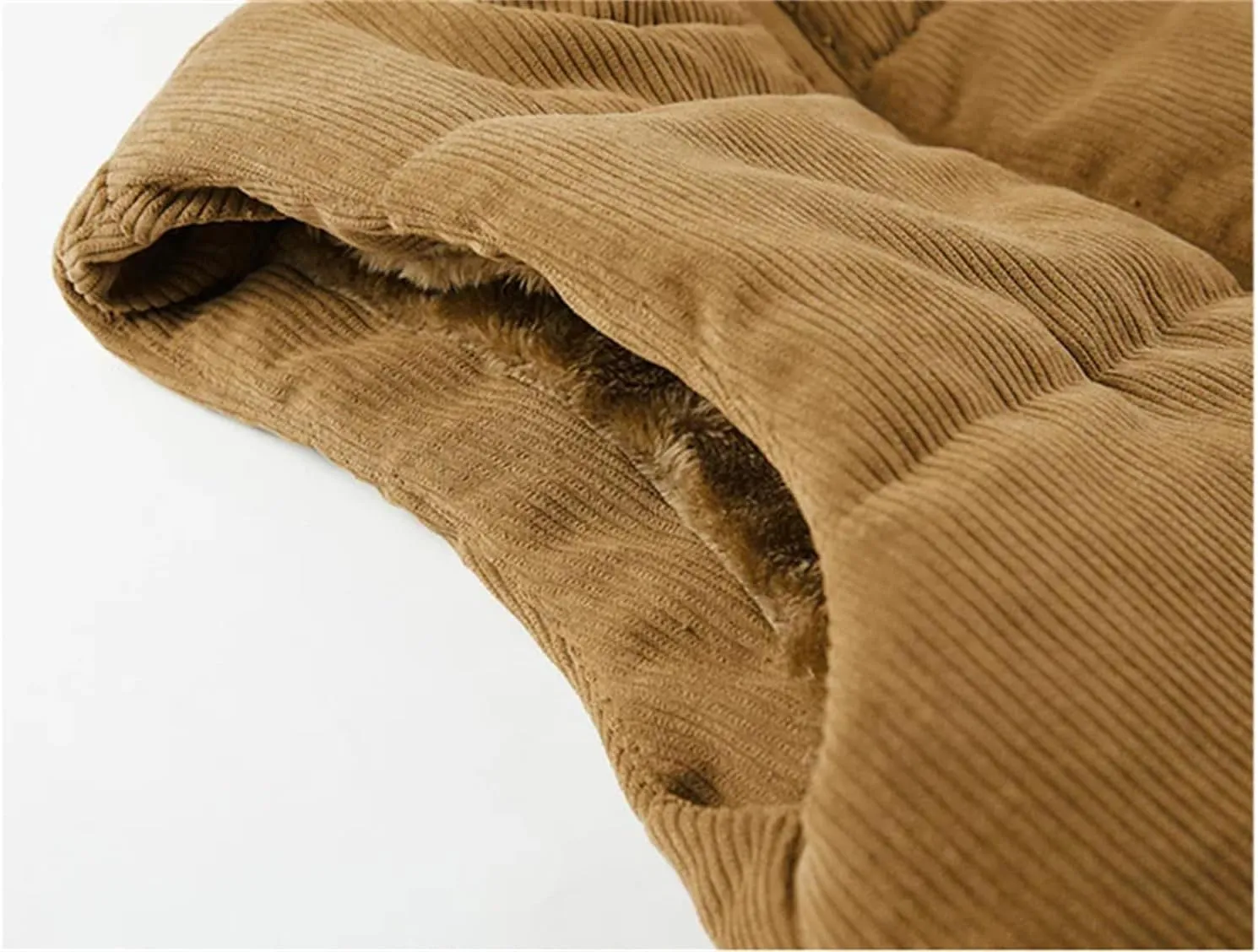 Mnjyihy Men Outdoor Padded Vest Winter Cotton Padded Warm Sleeveless Stand Collar Corduroy Waistcoat Outerwear
