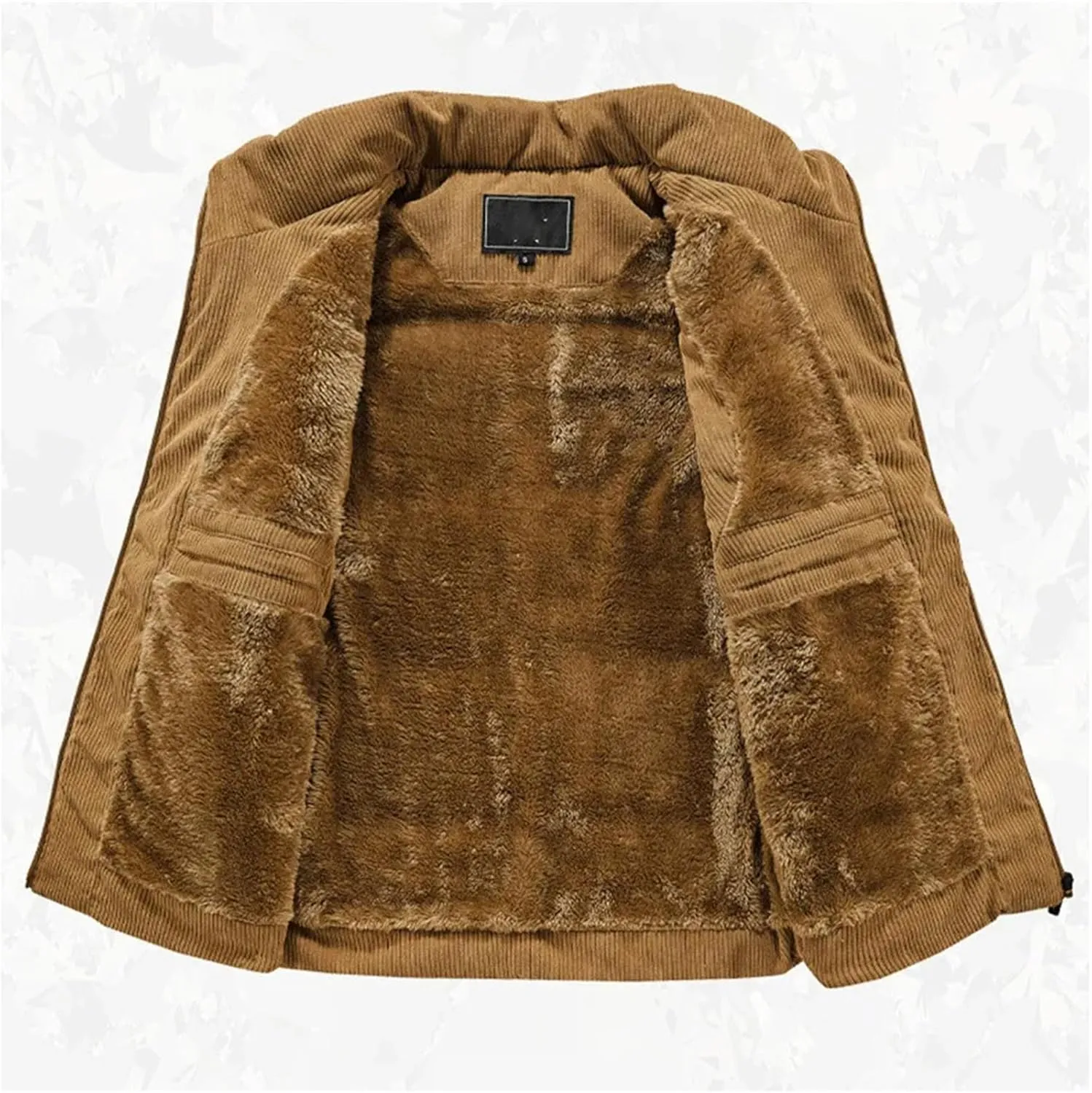 Mnjyihy Men Outdoor Padded Vest Winter Cotton Padded Warm Sleeveless Stand Collar Corduroy Waistcoat Outerwear