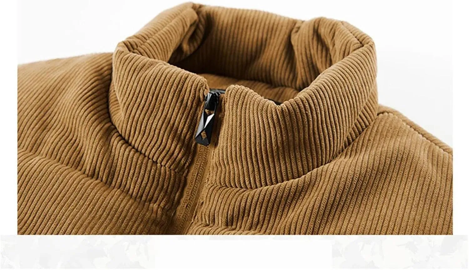 Mnjyihy Men Outdoor Padded Vest Winter Cotton Padded Warm Sleeveless Stand Collar Corduroy Waistcoat Outerwear