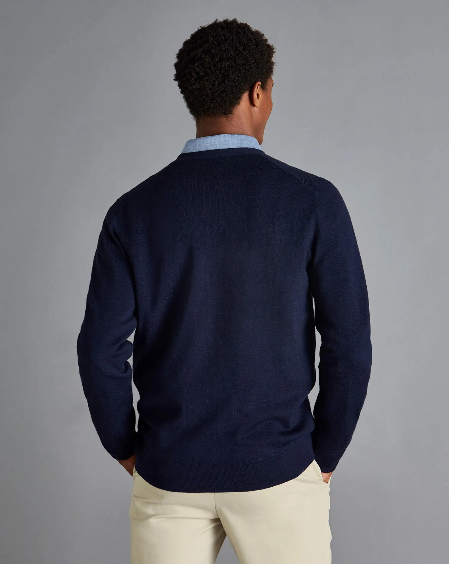 Navy Blue Pure Merino Cardigan