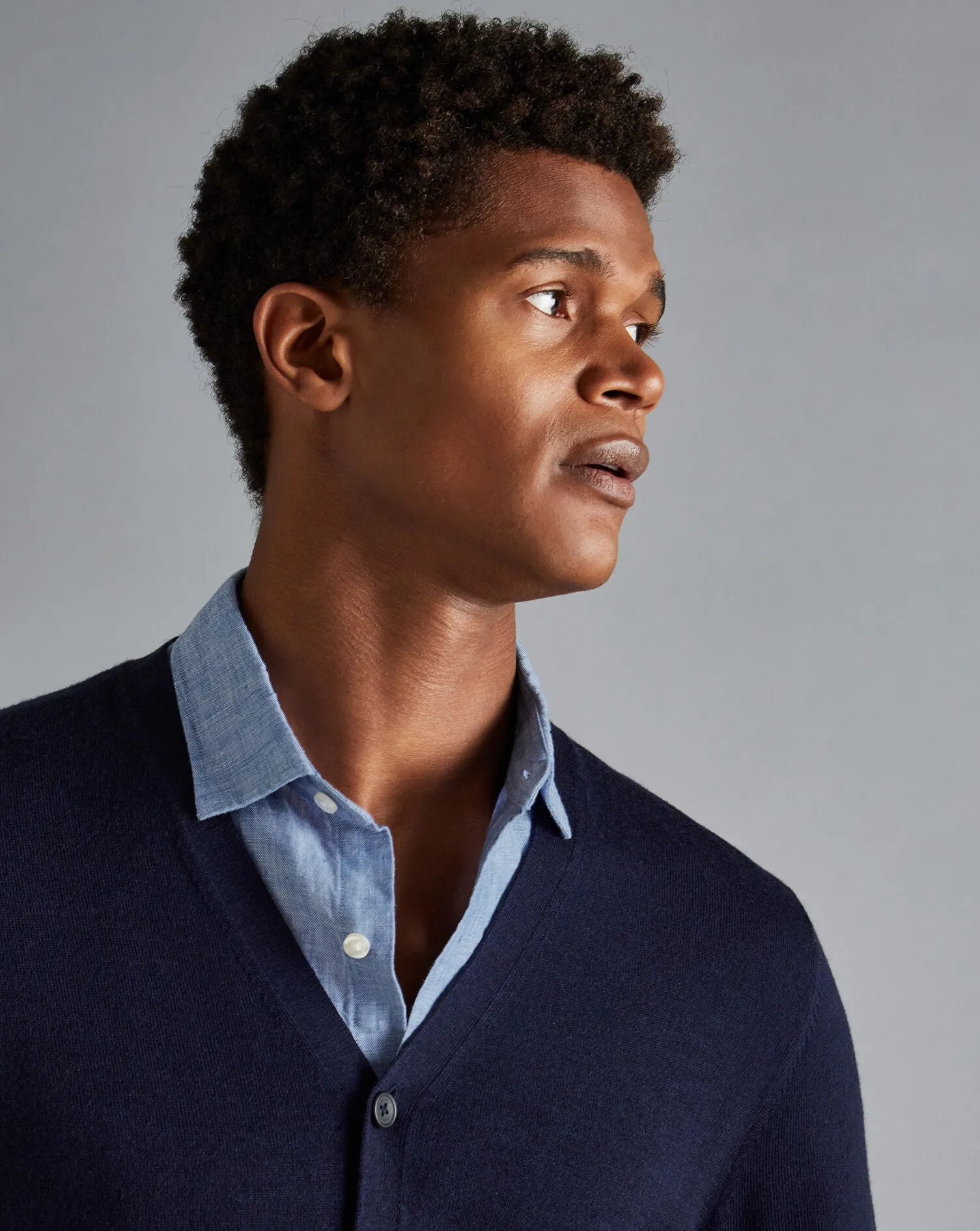 Navy Blue Pure Merino Cardigan