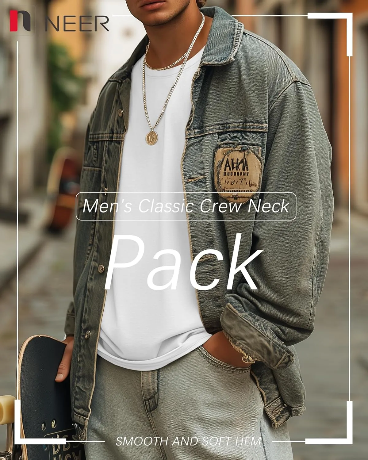 Neer 3 Pack Men's Round Neck T Shirts 95% Cotton M-7xl Big Tall Regular Tees Soft Short Sleeve 2025 Summer Basic Tops