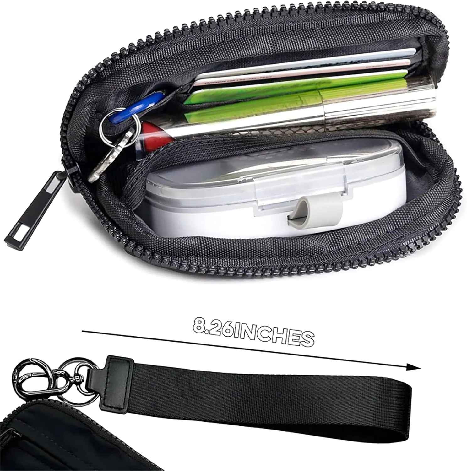 Nylon Wristlet Wallet, Casual Quilted Coin Purse, Multi-functional Card Case With Wrist Zippered, Travel Organizer For Everyday Use Women Men