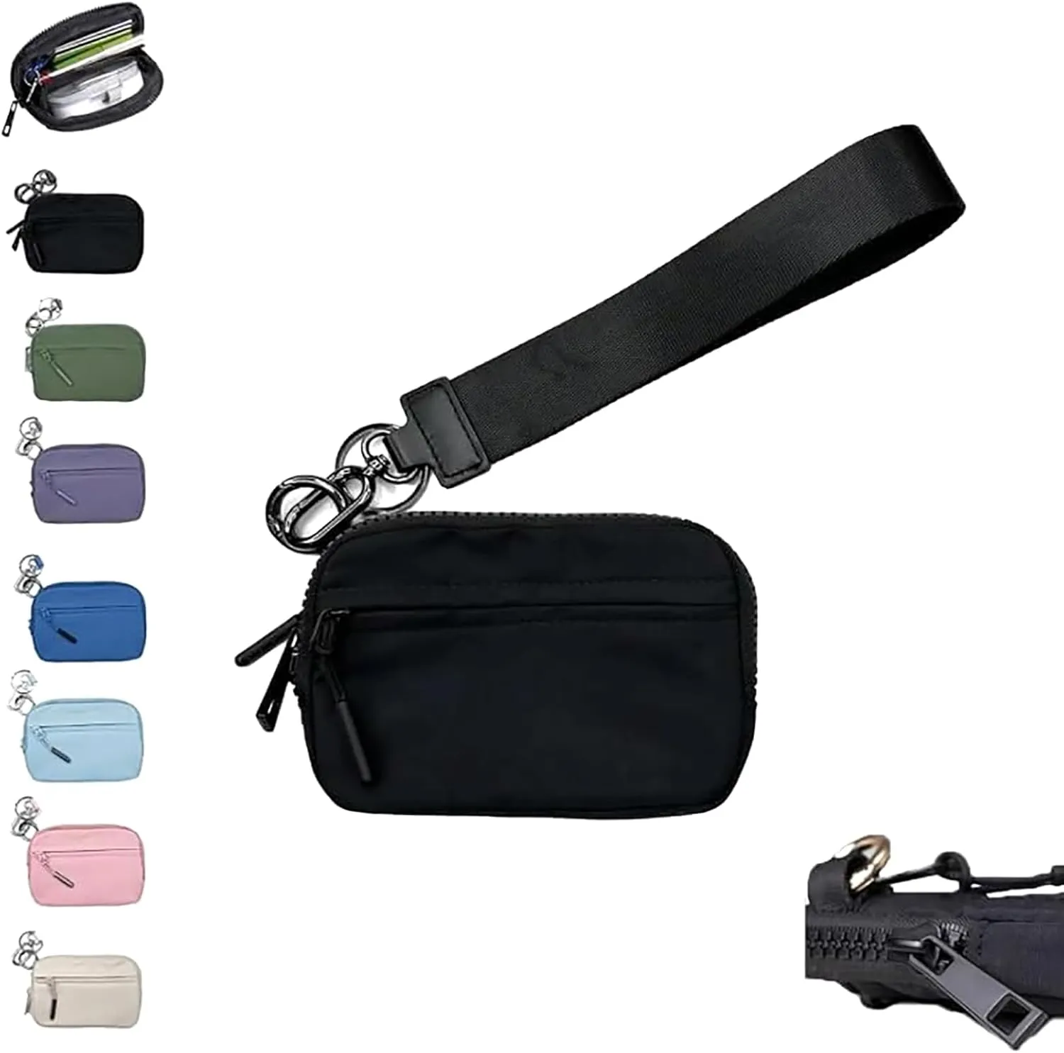 Nylon Wristlet Wallet, Casual Quilted Coin Purse, Multi-functional Card Case With Wrist Zippered, Travel Organizer For Everyday Use Women Men