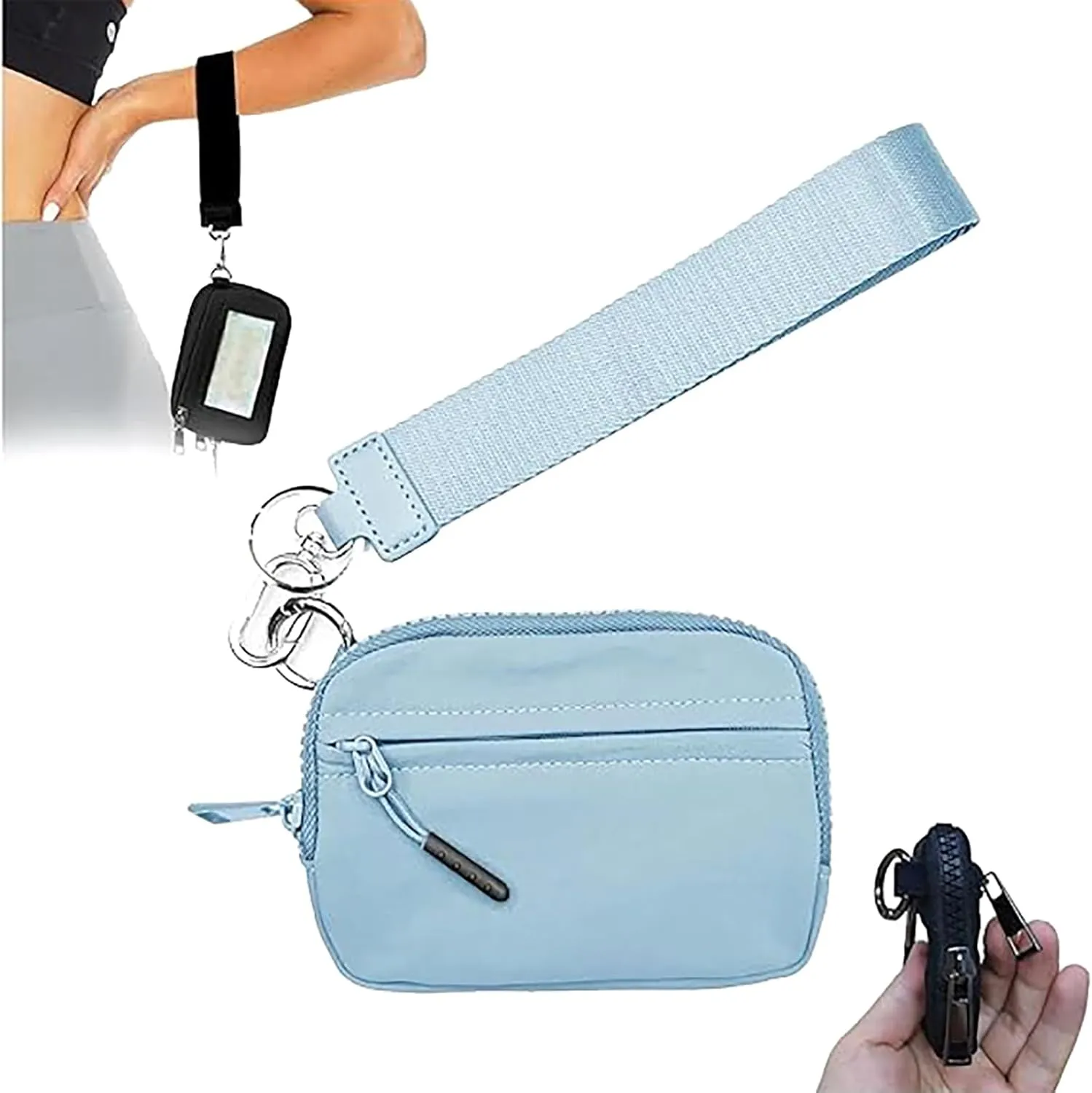 Nylon Wristlet Wallet, Casual Quilted Coin Purse, Multi-functional Card Case With Wrist Zippered, Travel Organizer For Everyday Use Women Men