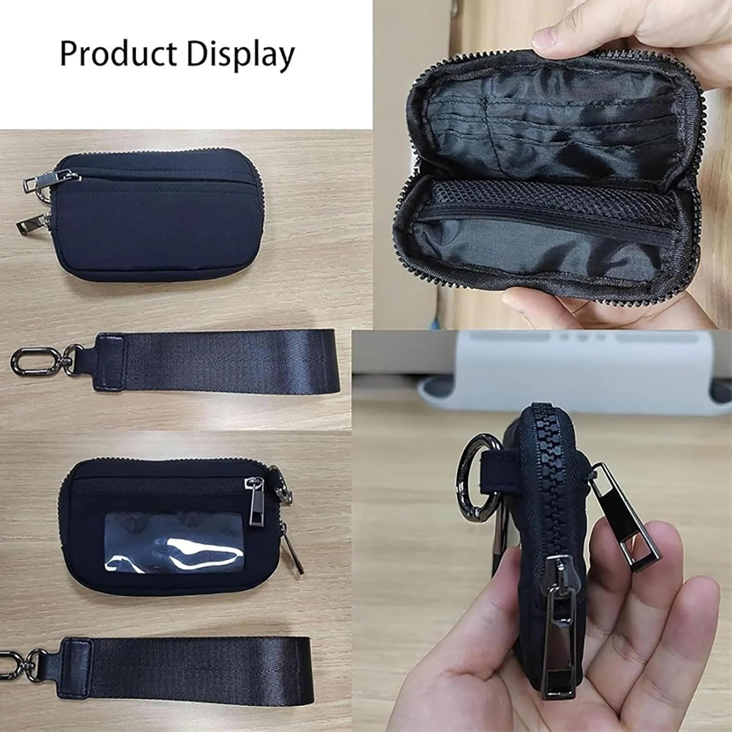 Nylon Wristlet Wallet, Casual Quilted Coin Purse, Multi-functional Card Case With Wrist Zippered, Travel Organizer For Everyday Use Women Men