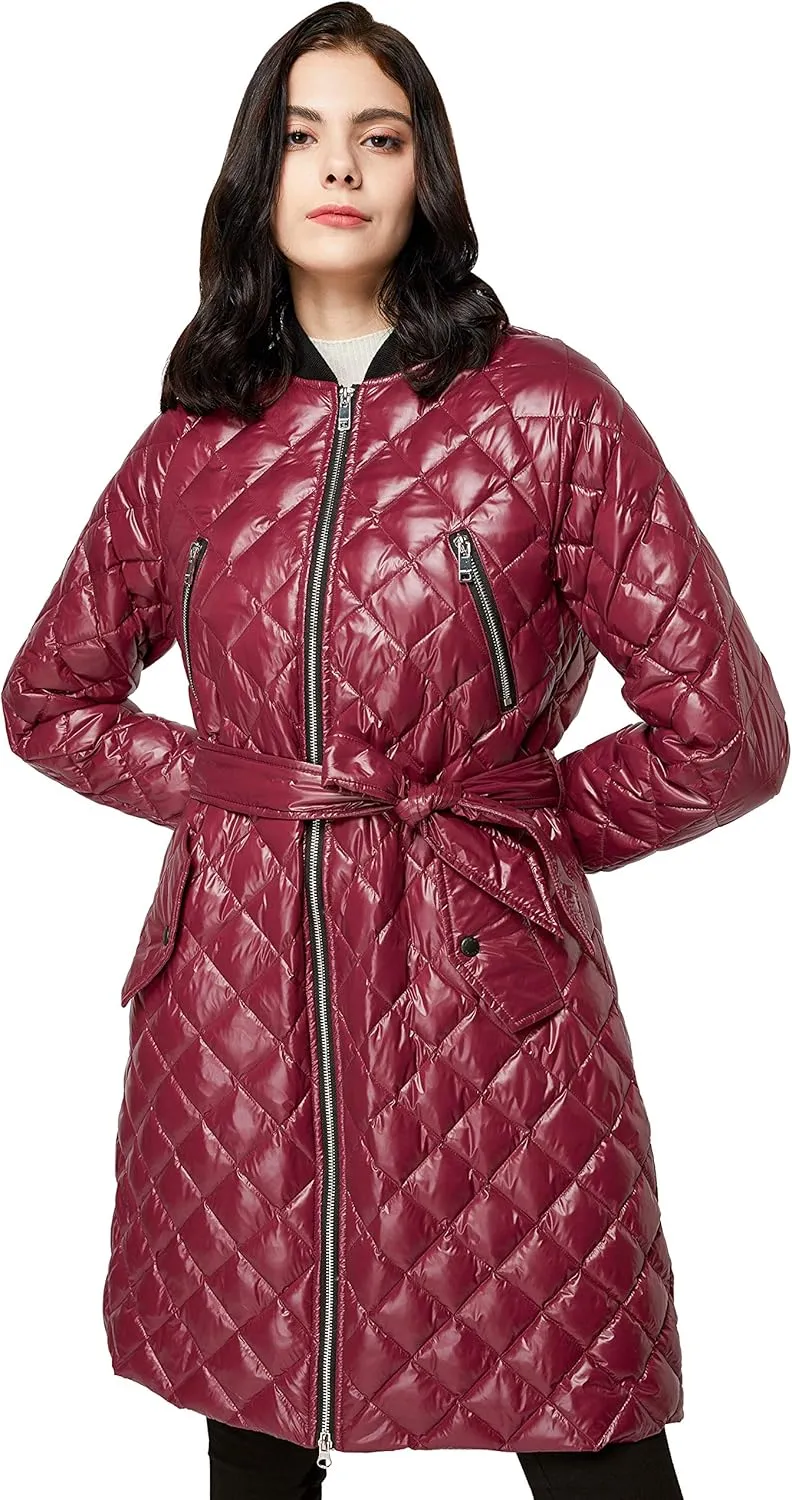 Orolay Women's Down Winter Coats with Plaid Style Rib Knit Lightweight Jacket