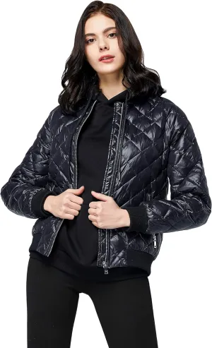 Orolay Women's Down Winter Coats with Plaid Style Rib Knit Lightweight Jacket